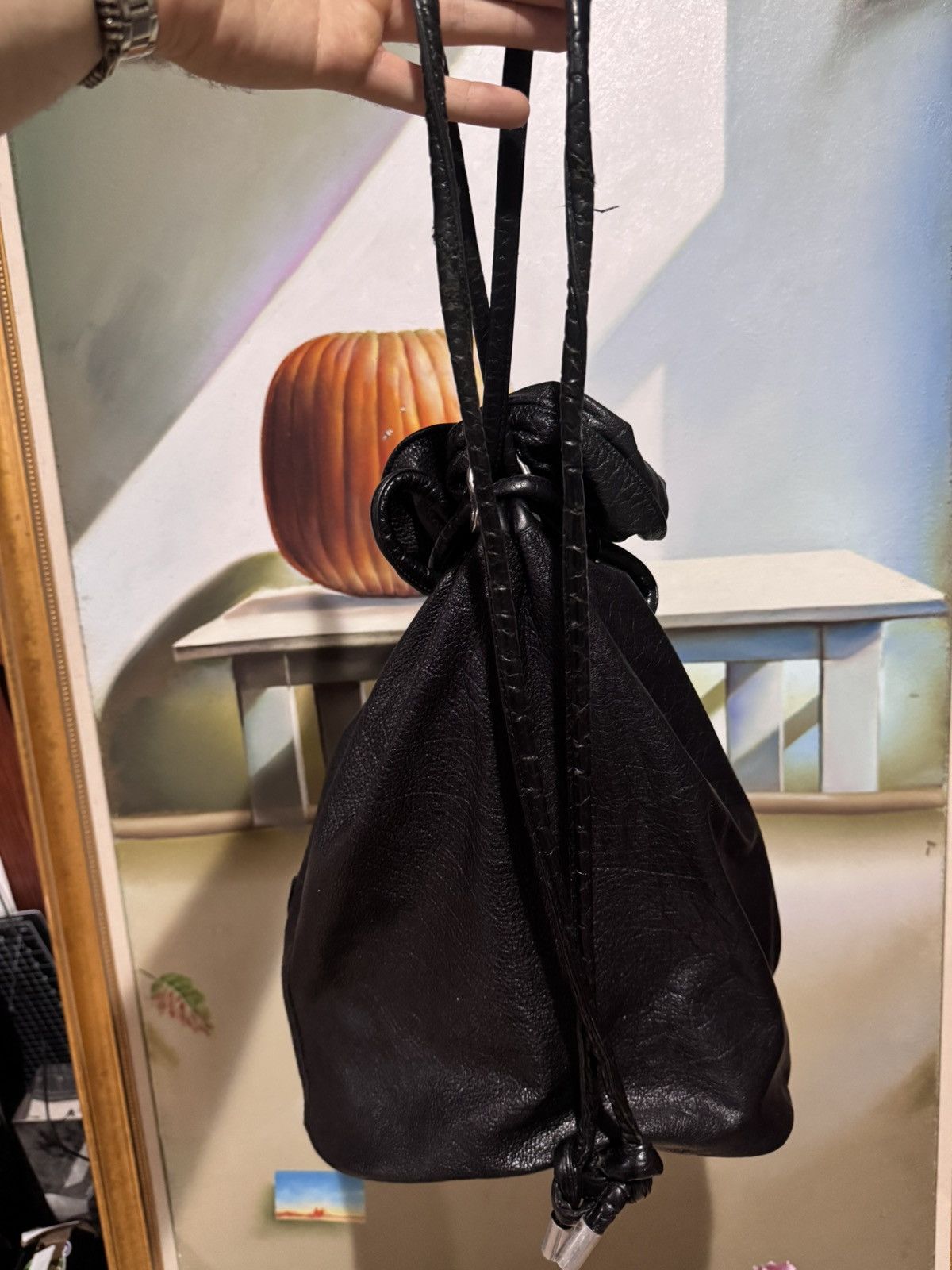 Issey Miyake Issey Miyake vintage leather drawstring backpack Size ONE SIZE - 8 Thumbnail
