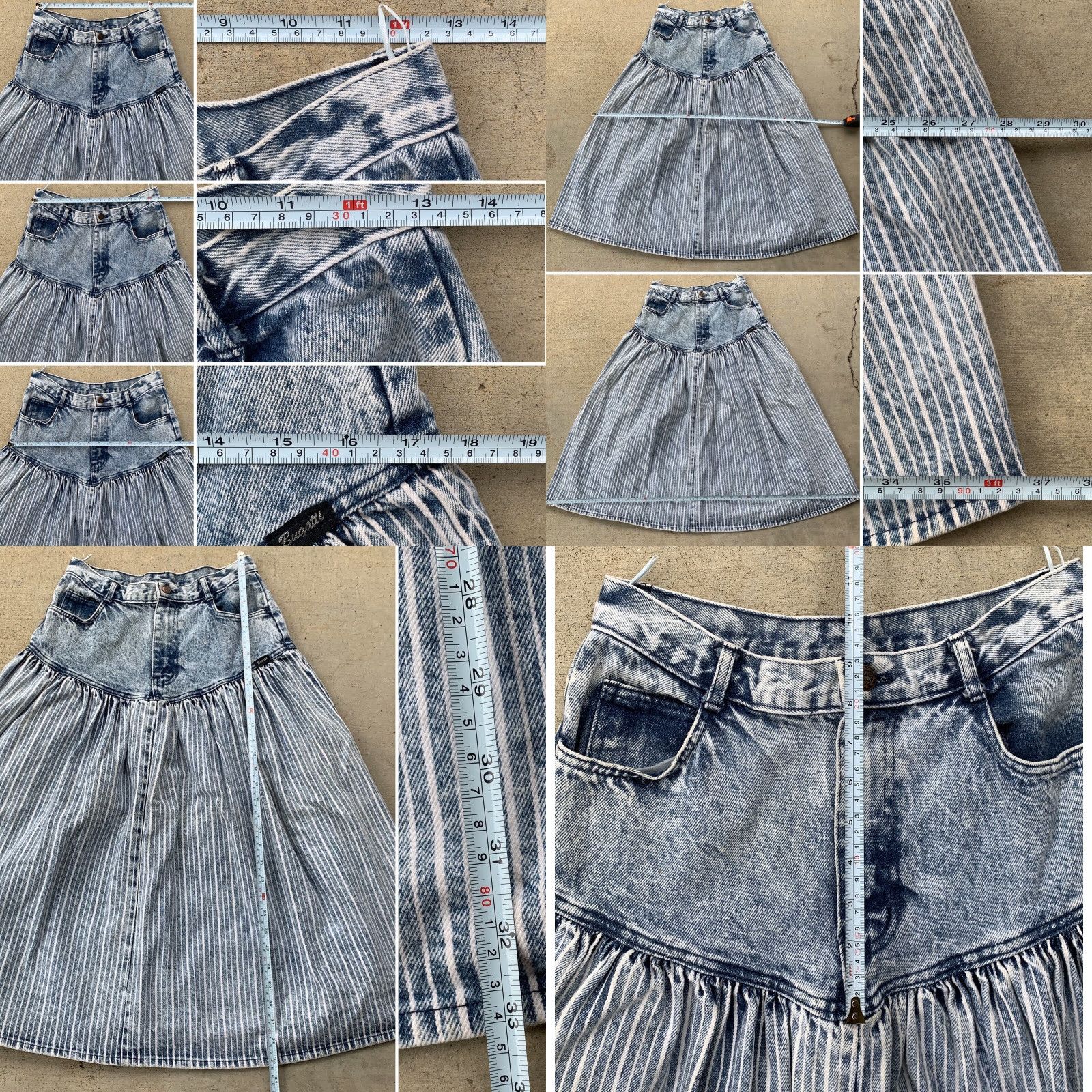Bugatti VINTAGE Bugatti High Waist Denim Skirt Acid Wash Striped 1980s 28” Waist Blues New Wave Denim Skirt Women? Size 28" / US 6 / IT 42 - 8 Thumbnail