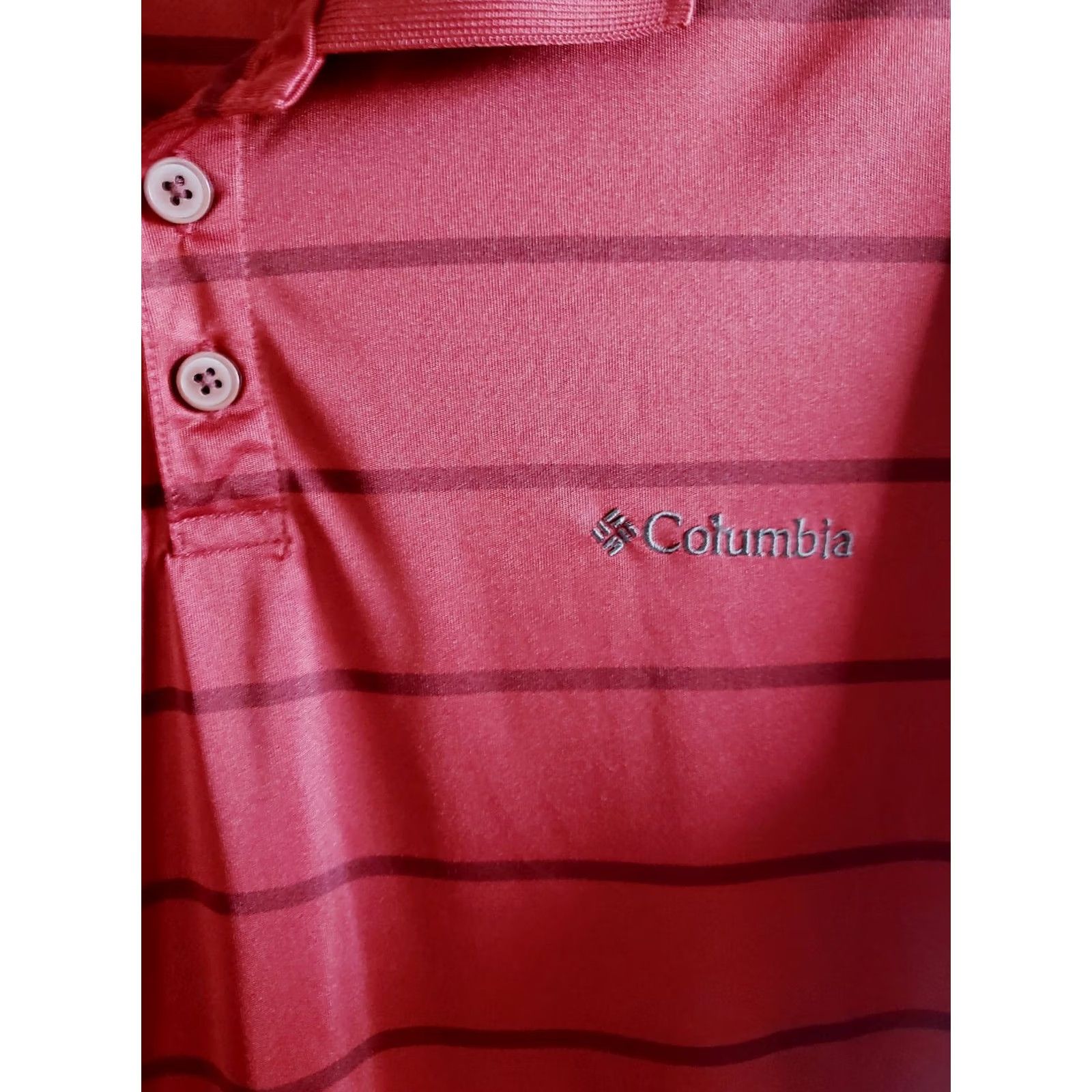 Vintage Columbia Polo Shirt Men's XL GARNET Striped Omni Shade Short Sleeve Performance Size US XL / EU 56 / 4 - 3 Thumbnail