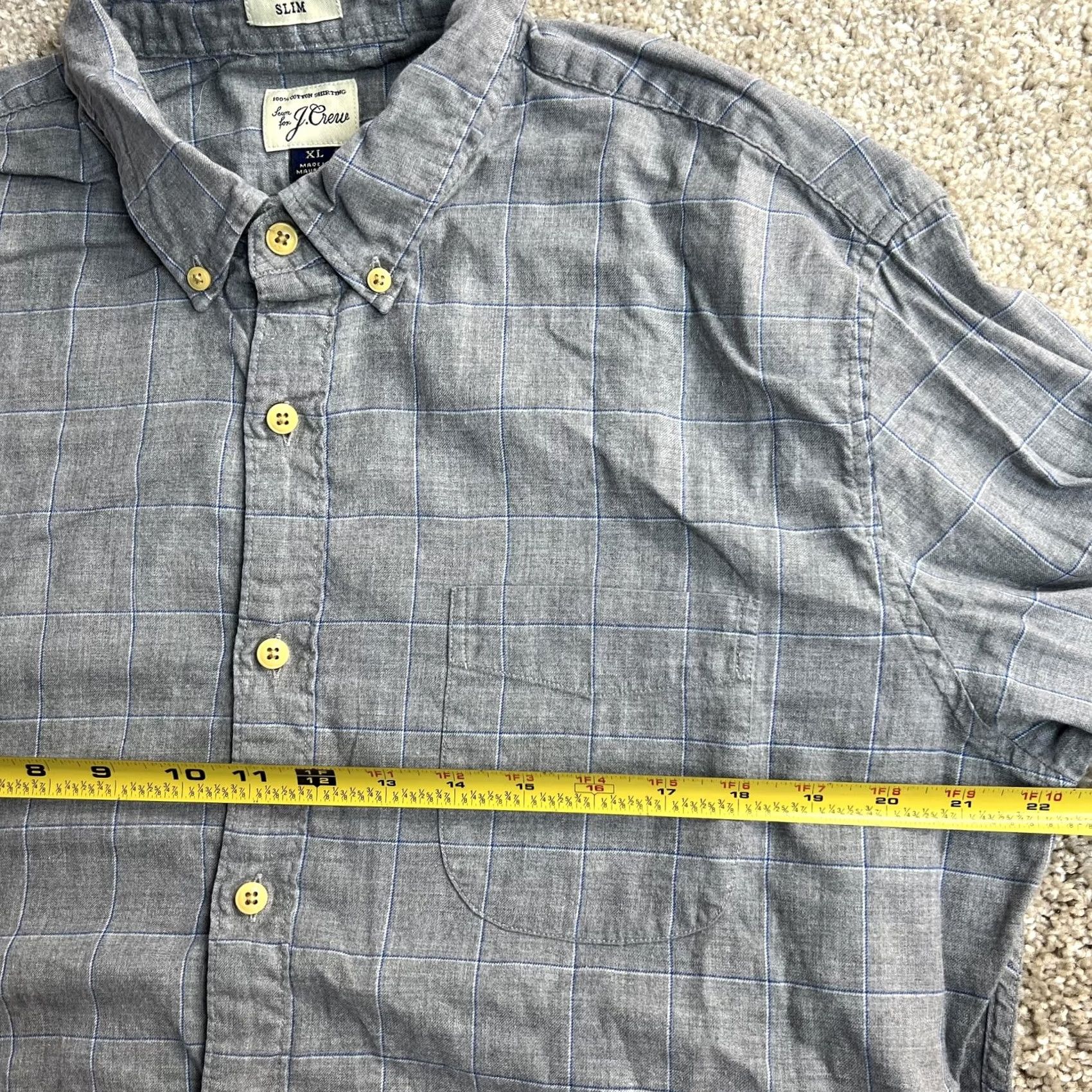 J.Crew J.Crew Shirt Mens XL Gray Check Long Sleeve Button Down Slim Fit Casual Cotton Size US XL / EU 56 / 4 - 7 Thumbnail