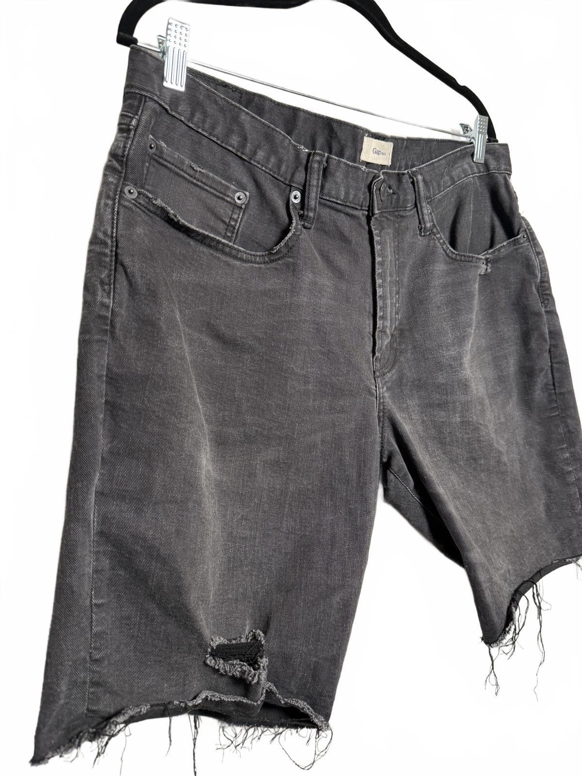 Gap Mens Black Denim Distressed Jean Shorts Size US 34 / EU 50 - 3 Thumbnail