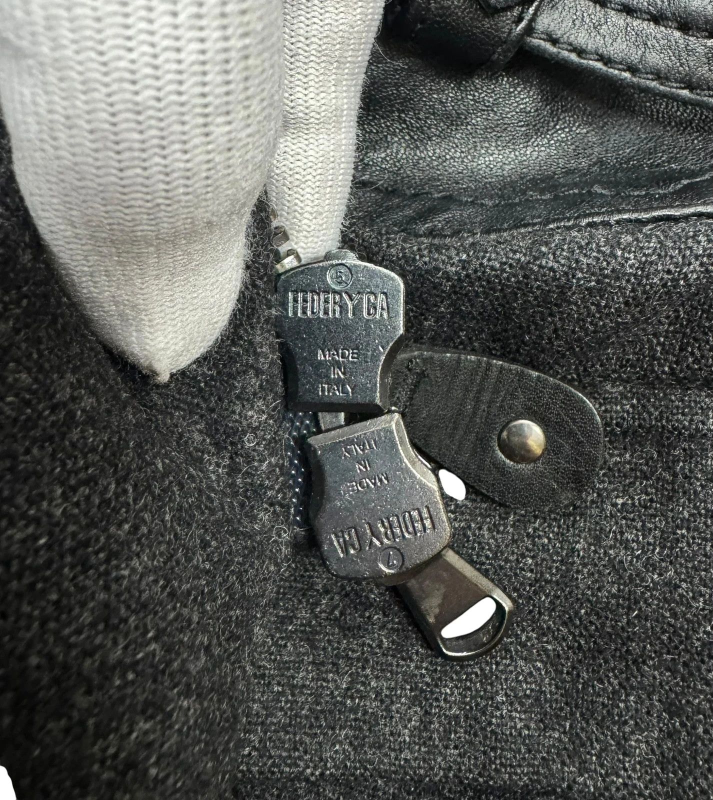 Diesel Black Gold Biker Belted Jacket Leather Wool size 40