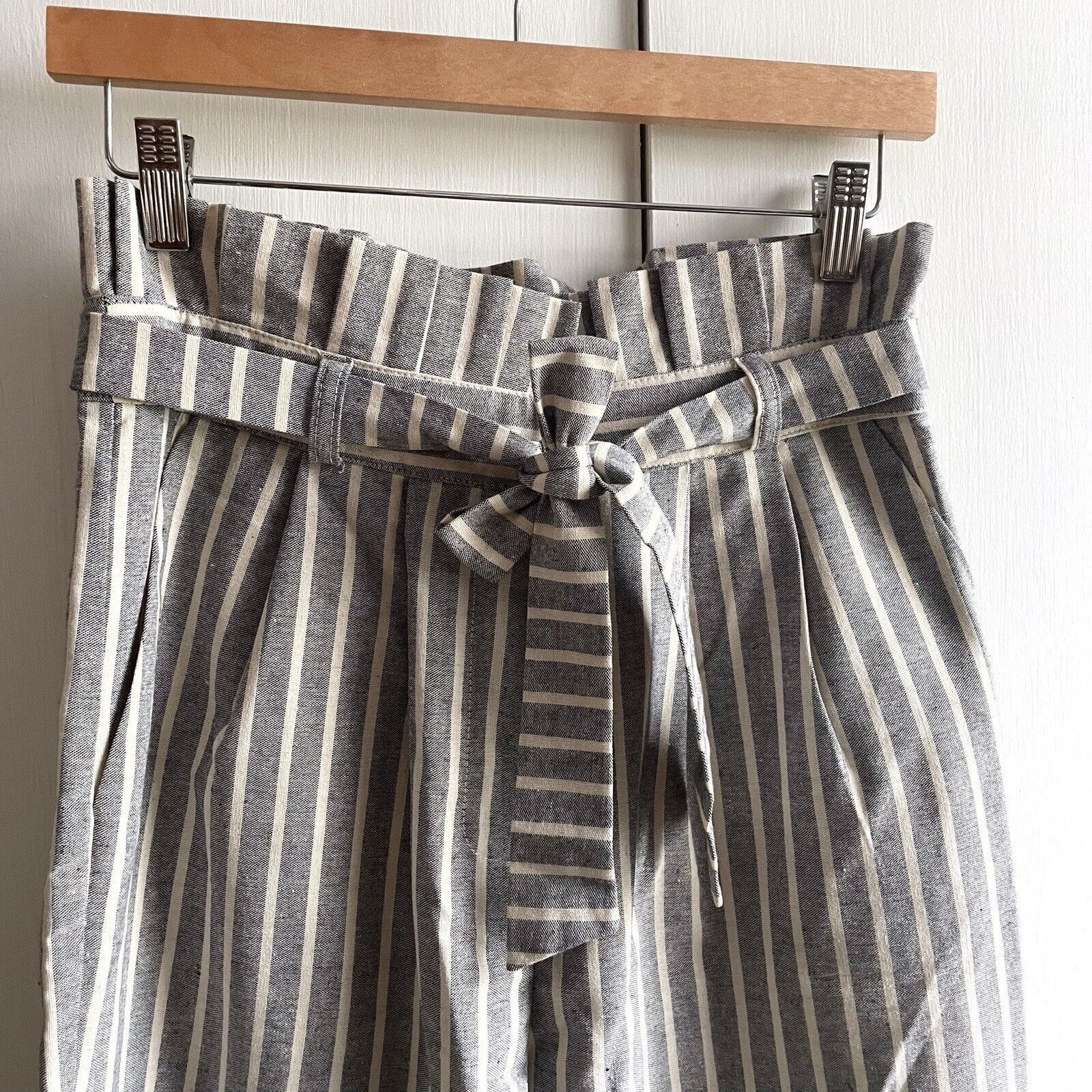 Topshop Topshop Pants Womens 6 Blue White Striped Belted Paperbag Size 28" / US 6 / IT 42 - 2 Thumbnail