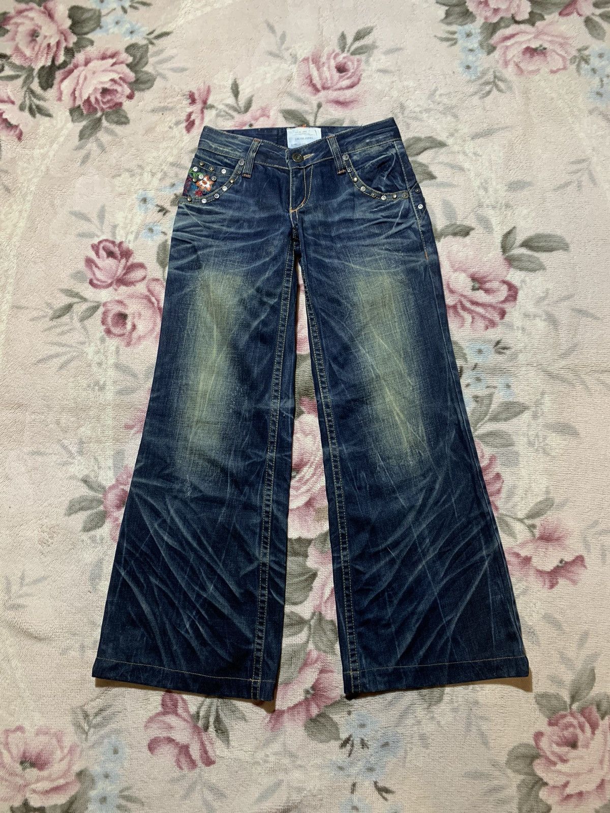 If Six Was Nine Insane 🔥 Yoshitomo nara x lolita jeans floral baggy jeans Size 29" - 3 Thumbnail