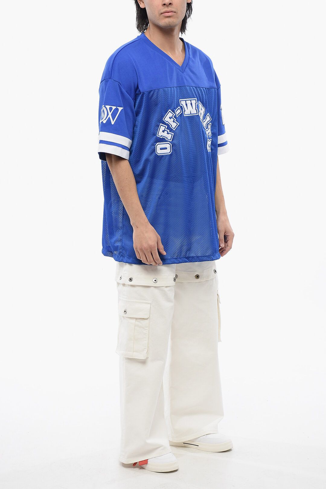 Off-White og1mm1025 Embroidered Mesh Football T-Shirt in Blue Size US L / EU 52-54 / 3 - 4 Thumbnail