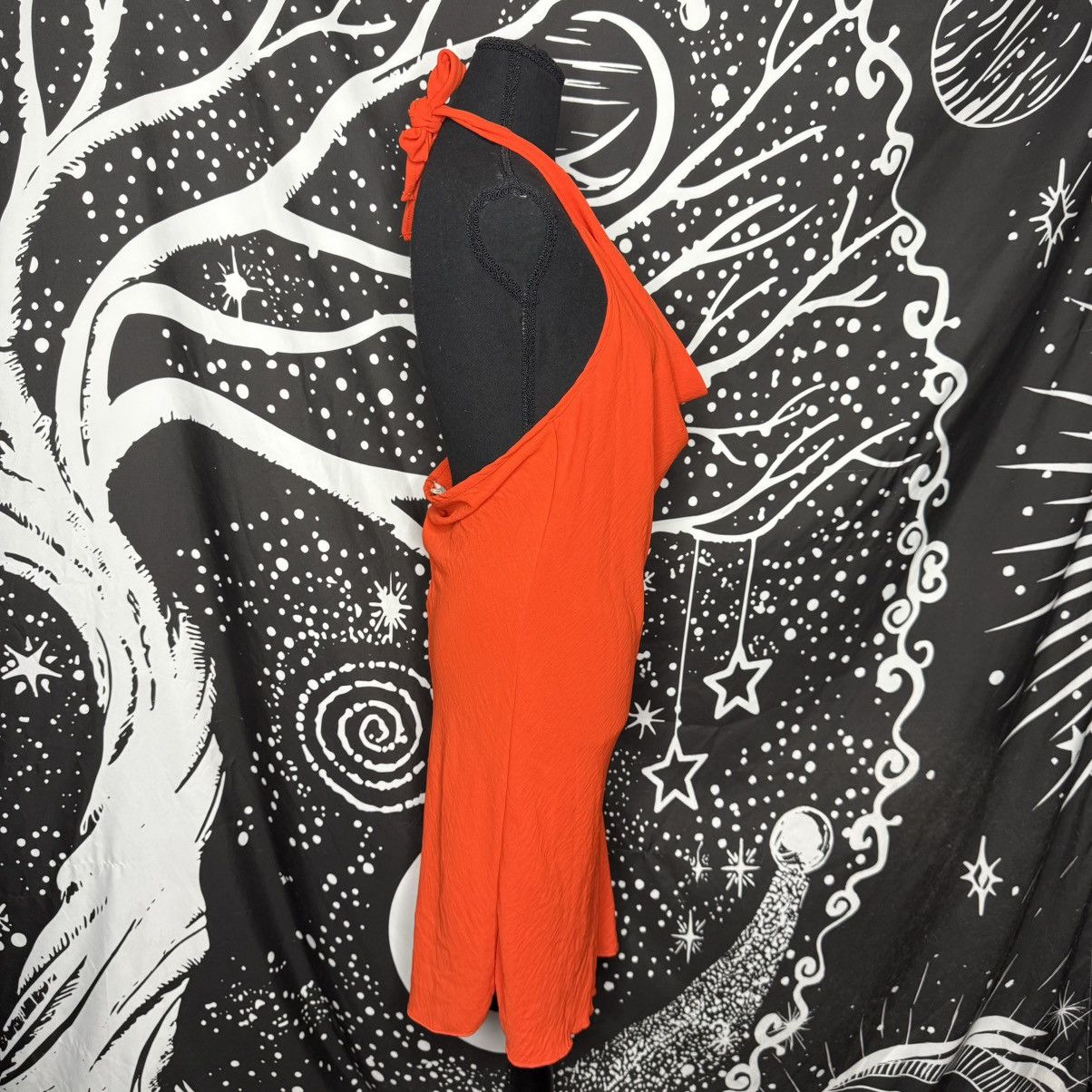 Other See You Monday Vibrant Orange Halter Midi Dress Size M / US 6-8 / IT 42-44 - 3 Thumbnail