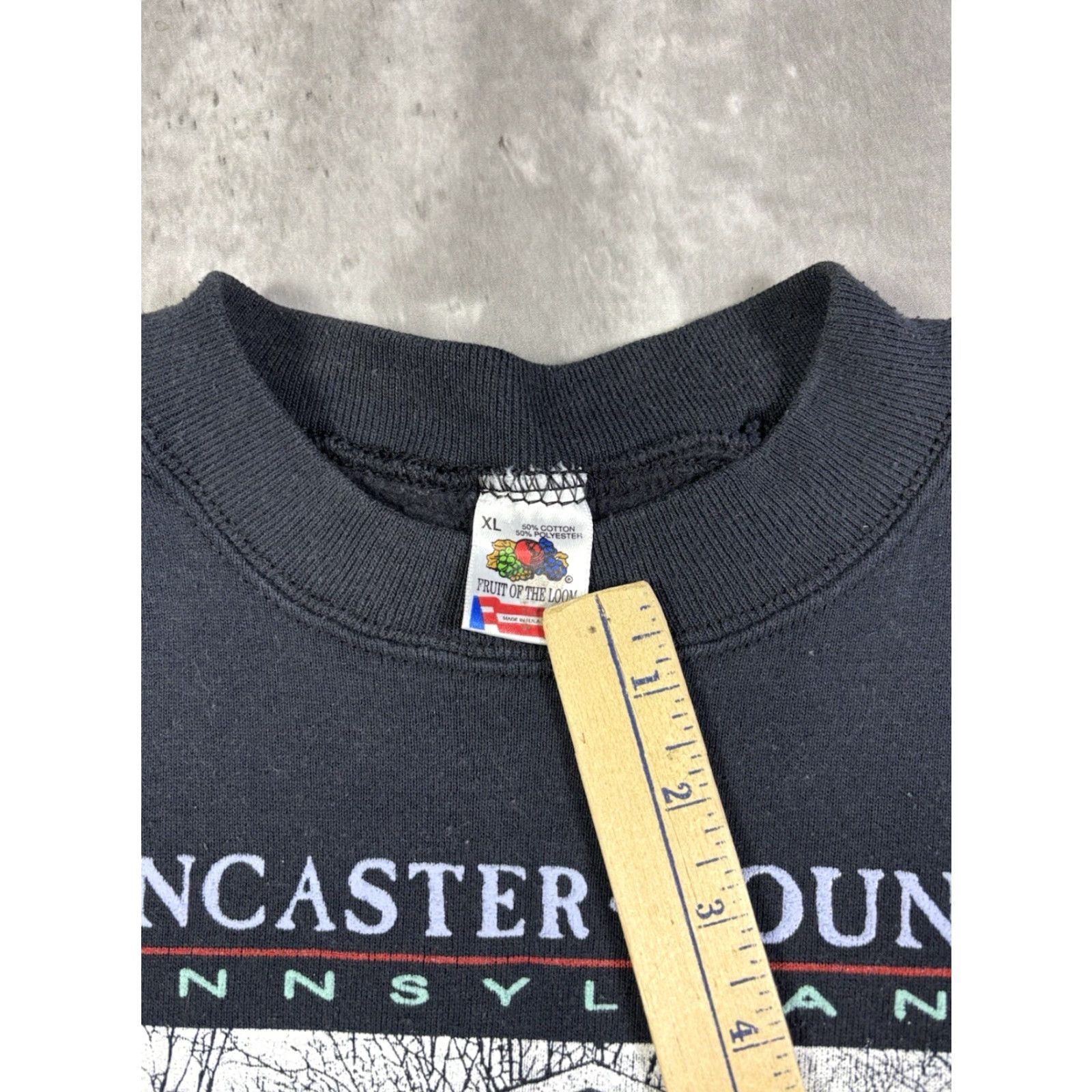 Fruit Of The Loom VINTAGE Lancaster Country Art Sweatshirt Black XL Mens Size US XL / EU 56 / 4 - 8 Thumbnail