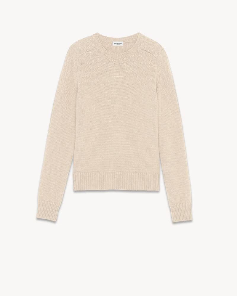 Saint Laurent Paris o1s1wg111124 Dup / Cashmere Sweater in Beige Size L / US 10 / IT 46 - 1 Thumbnail