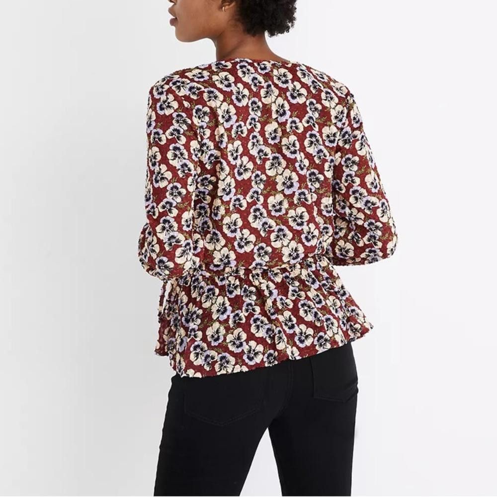 Madewell Madewell l Drawstring Ruffle-Hem Top in Viola Floral Size XS Size XS / US 0-2 / IT 36-38 - 10 Thumbnail