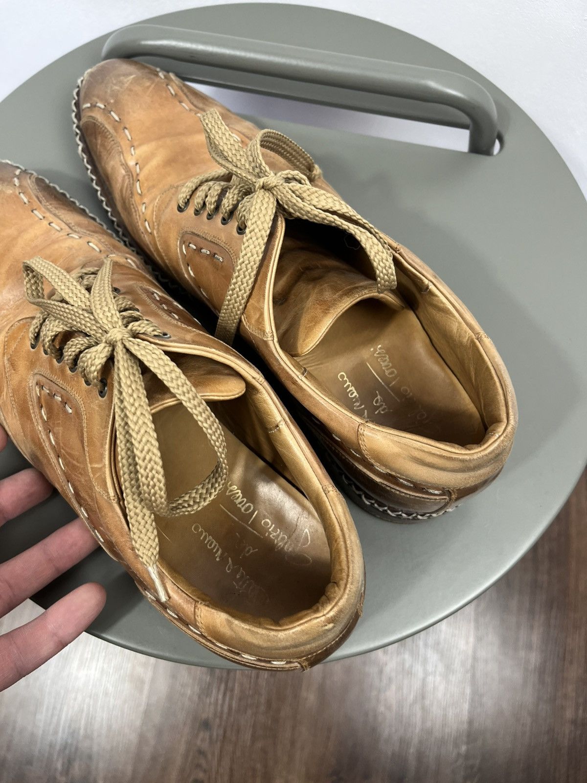 Leather Vintage Tan Leather Lace Up Shoes Hand Stitched Dress EU 42 Size US 9 / EU 42 - 14 Thumbnail