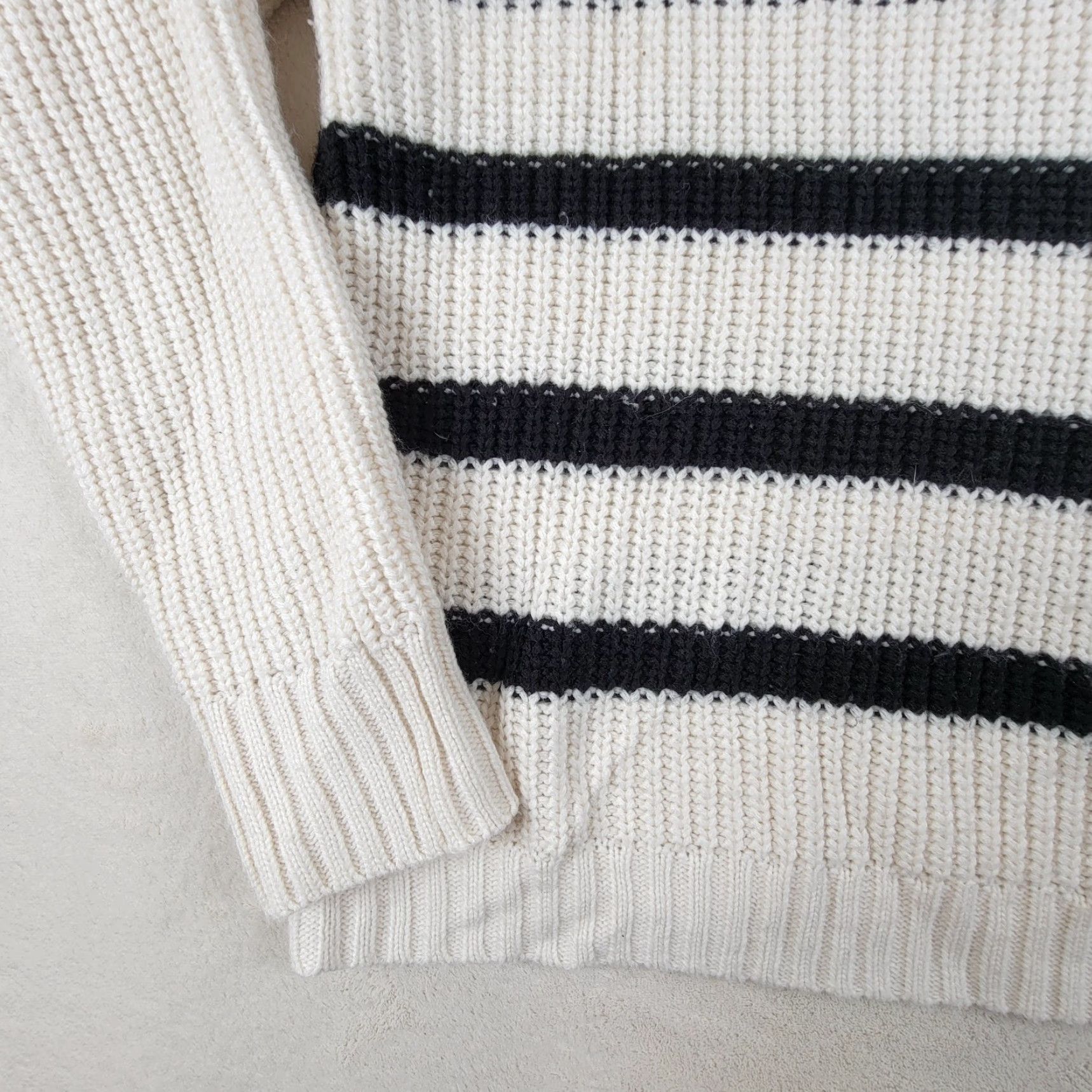 Sanctuary Sanctuary Striped Sweater Knit Women's Size M Black/White Raglan Sleeve Pullover Regular Colorful 1/4 Zip Mens Womens Girls Size M / US 6-8 / IT 42-44 - 3 Thumbnail