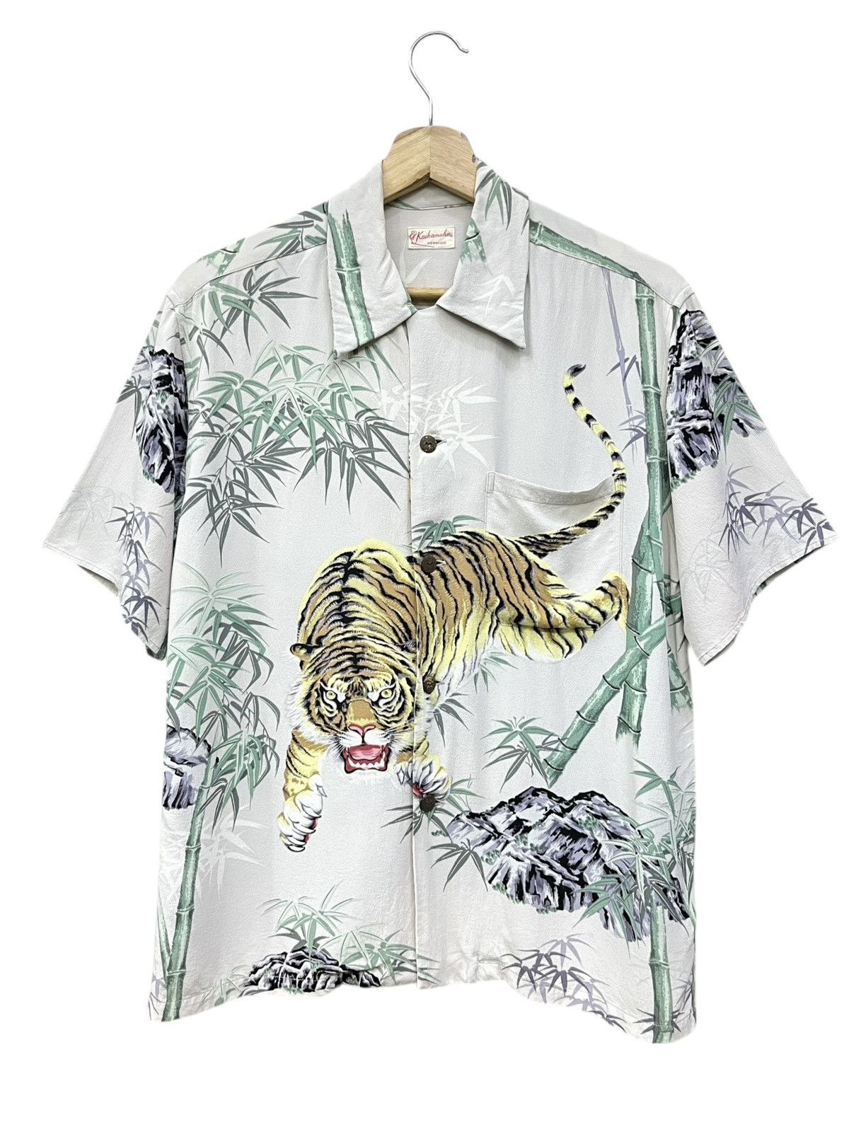 🔥Vintage Sun Surf Toyo Enterprise Tiger Bamboo Rayon Aloha