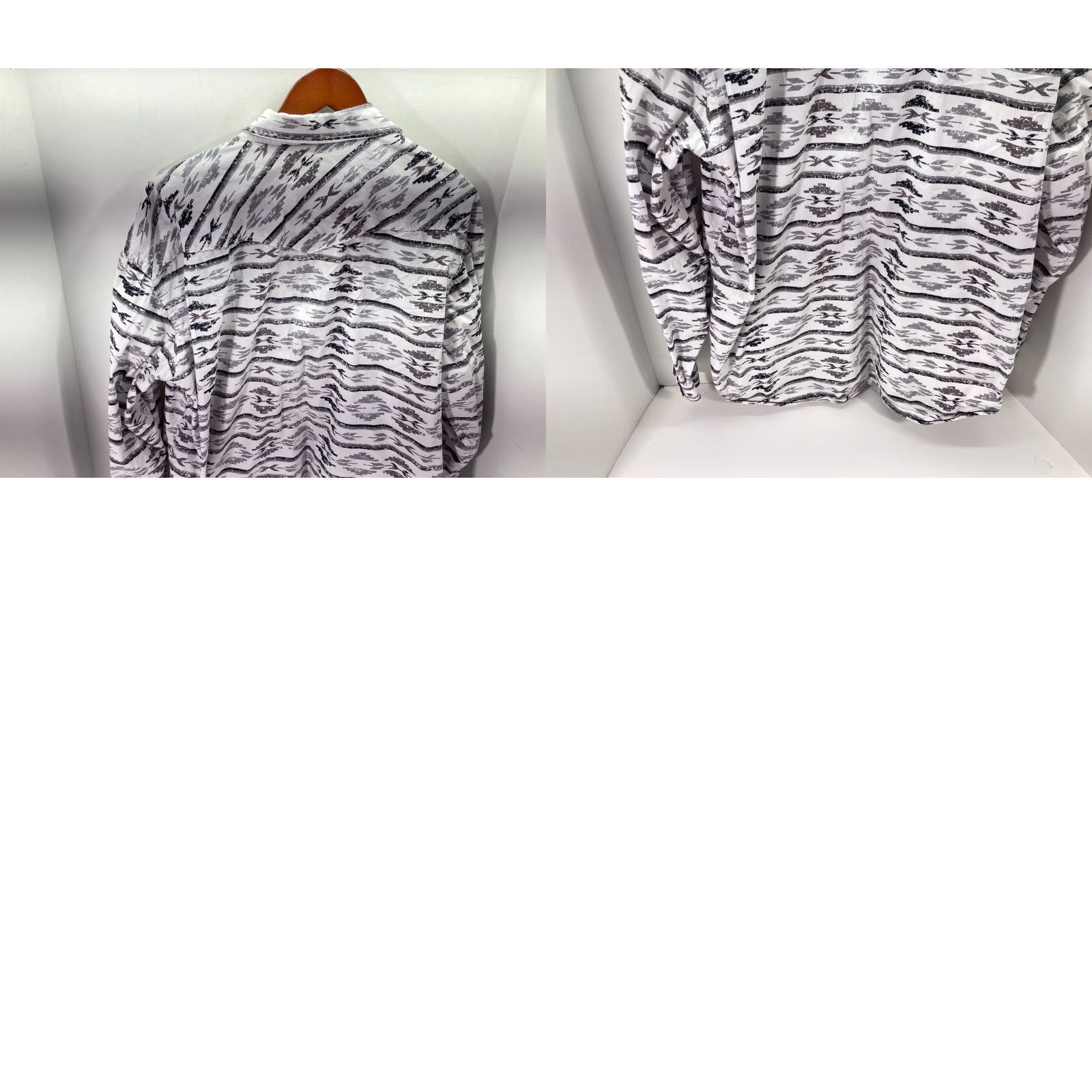 Vintage Panhandle Slim Rough Stock Shirt Mens XL White Black Aztec Snap Front Western Long Sleeve 100% Cotton Button-Up Size US XL / EU 56 / 4 - 9 Thumbnail