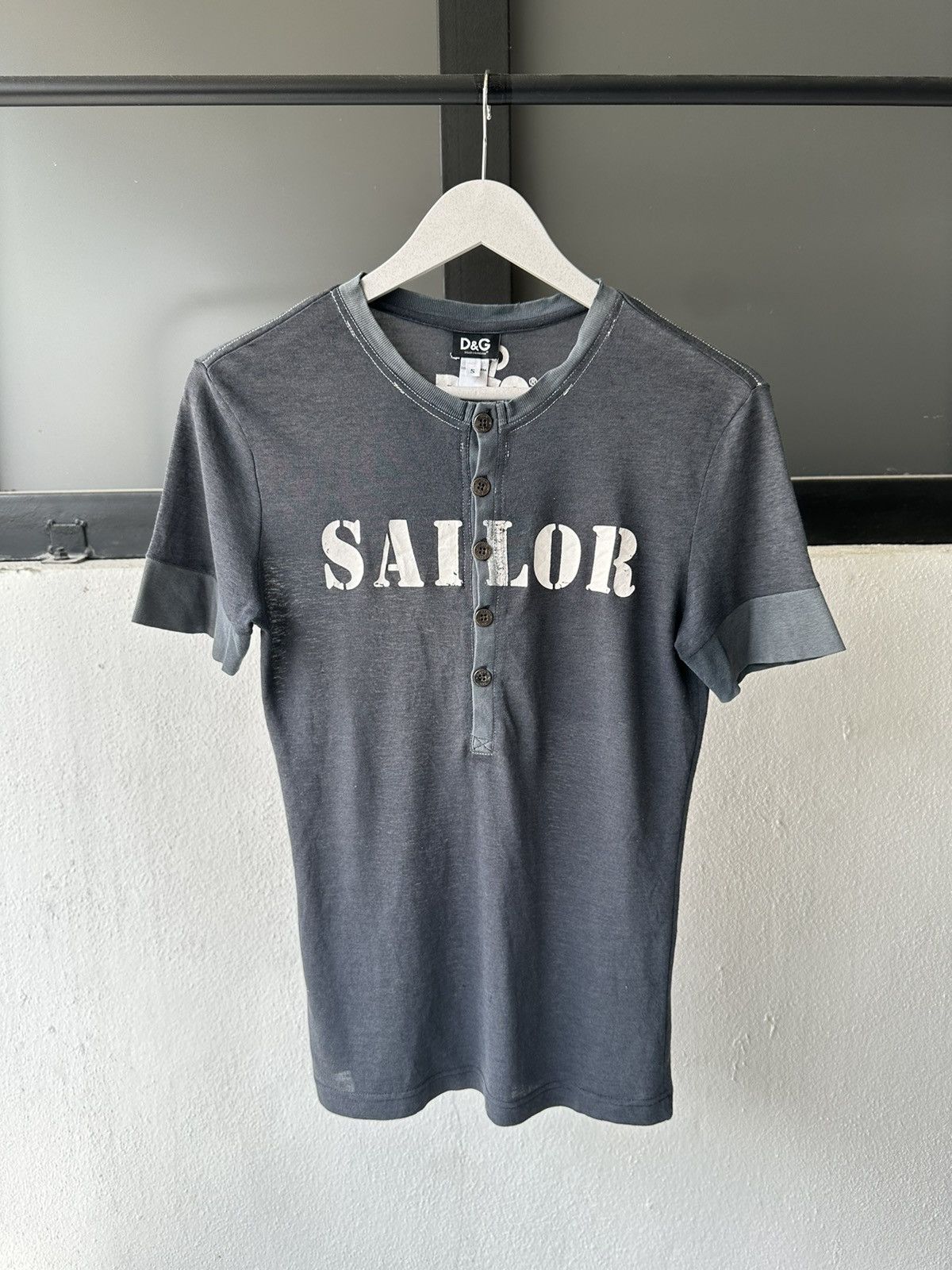 image of Dolce Gabbana 2000S Dolce & Gabbana " Sailor " Tee in Gray Green, Men's (Size Small)