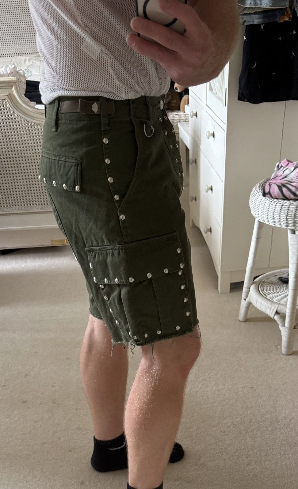 Celine × Hedi Slimane $1.2k SS22 Celine studded raw hem cargo shorts 48 Hedi Size US 30 / EU 46 - 20 Thumbnail