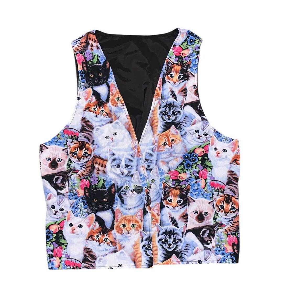 Other Handmade Cat Tapestry Fabric Button Vest Sleeveless Top M/L Size L / US 10 / IT 46 - 7 Thumbnail