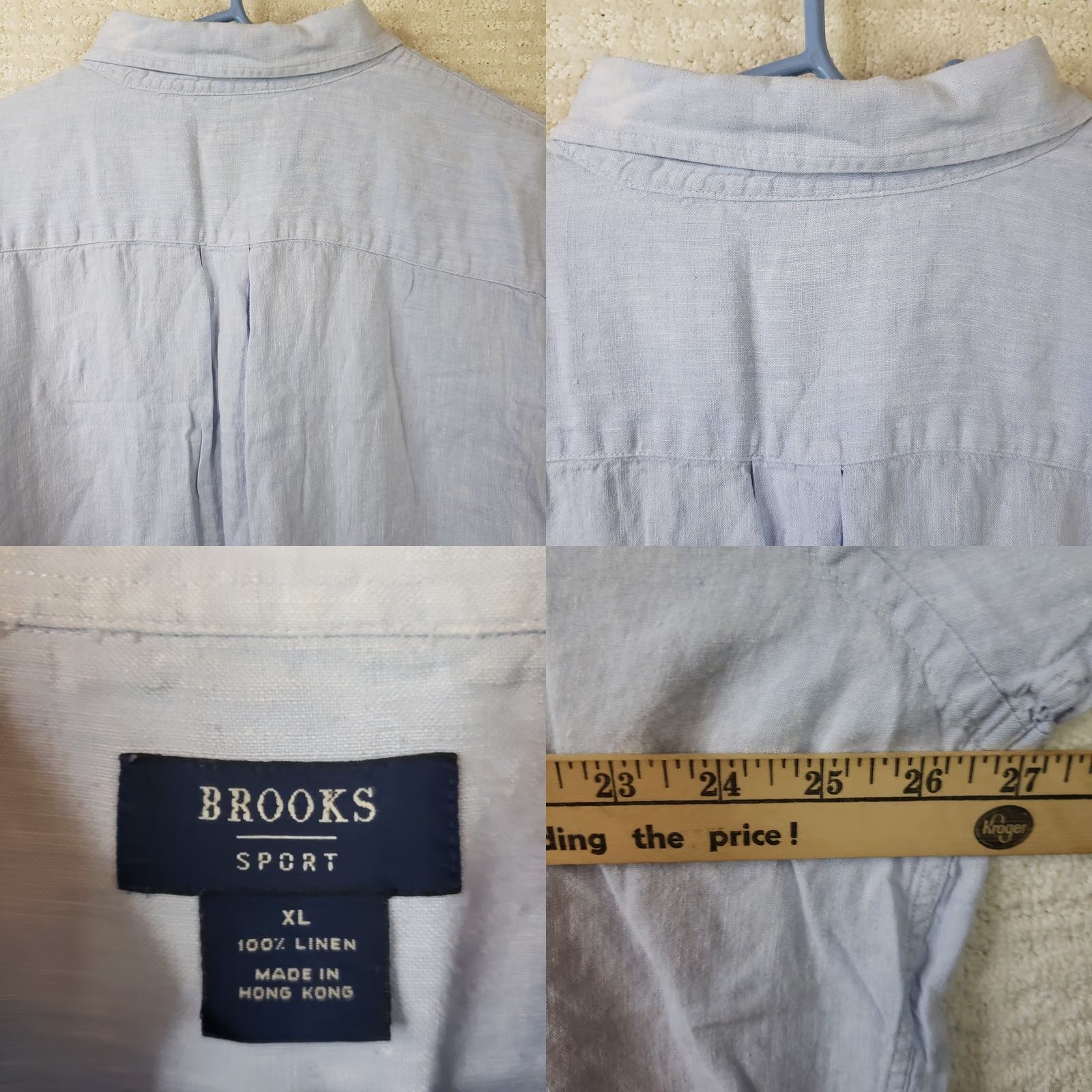 Brooks Brothers Brooks Brothers Sport 100% Linen Shirt Men's XL Blue Short Sleeve Button-Up Collared Casual Wear Size US XL / EU 56 / 4 - 8 Thumbnail