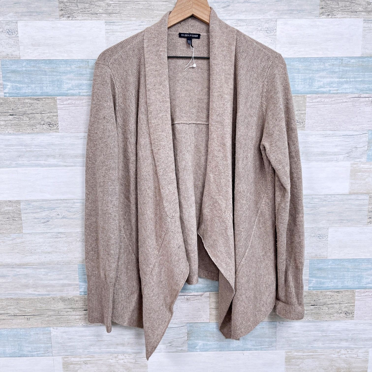 Eileen Fisher Eileen Fisher Wool Yak Blend Shawl Cardigan Sweater Taupe M Size M / US 6-8 / IT 42-44 - 5 Thumbnail