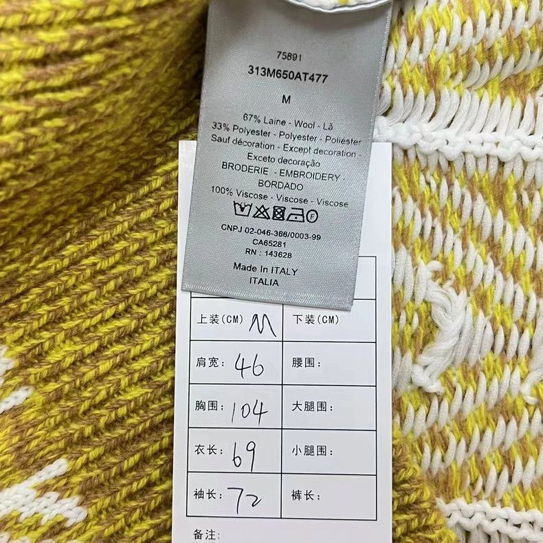 Dior Dior Yellow CD diamond-shaped plaid knitted sweater Size M / US 6-8 / IT 42-44 - 4 Thumbnail
