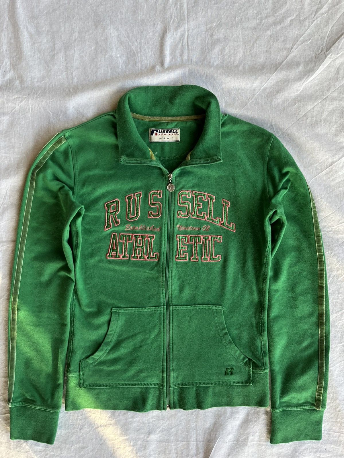 Japanese Brand Vintage Russell Athletic Zip-Up Track Jacket Green Y2K Steez Size S / US 4 / IT 40 - 1 Thumbnail
