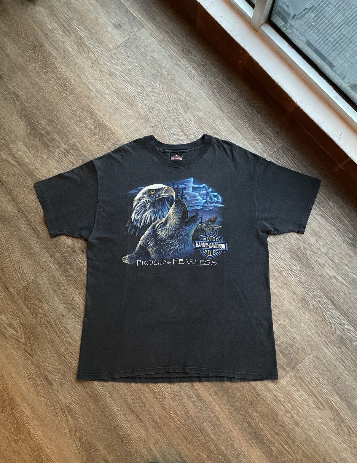 Harley Davidson Vintage 90s Harley Davidson eagle & wolf tshirt Size US XL / EU 56 / 4 - 1 Thumbnail