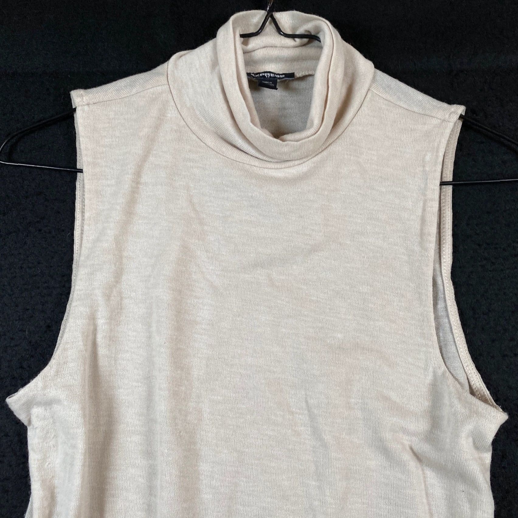 Express Express Womens Sweater Sleeveless Mock Neck Bodysuit Cream Medium Size M / US 6-8 / IT 42-44 - 2 Thumbnail
