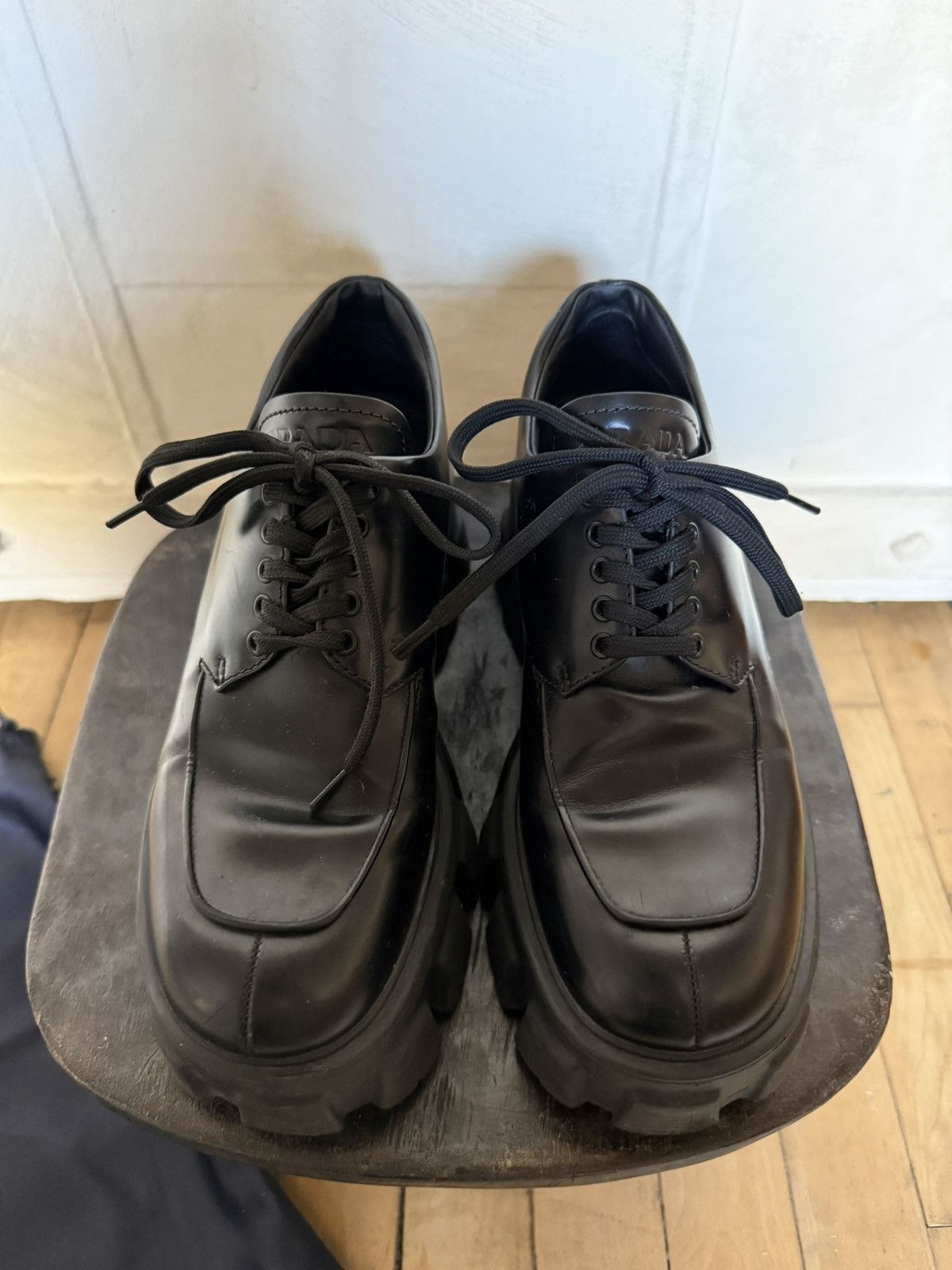 Prada Prada Monolith Brushed Leather Lace-up shoes Size US 7.5 / IT 37.5 - 3 Thumbnail