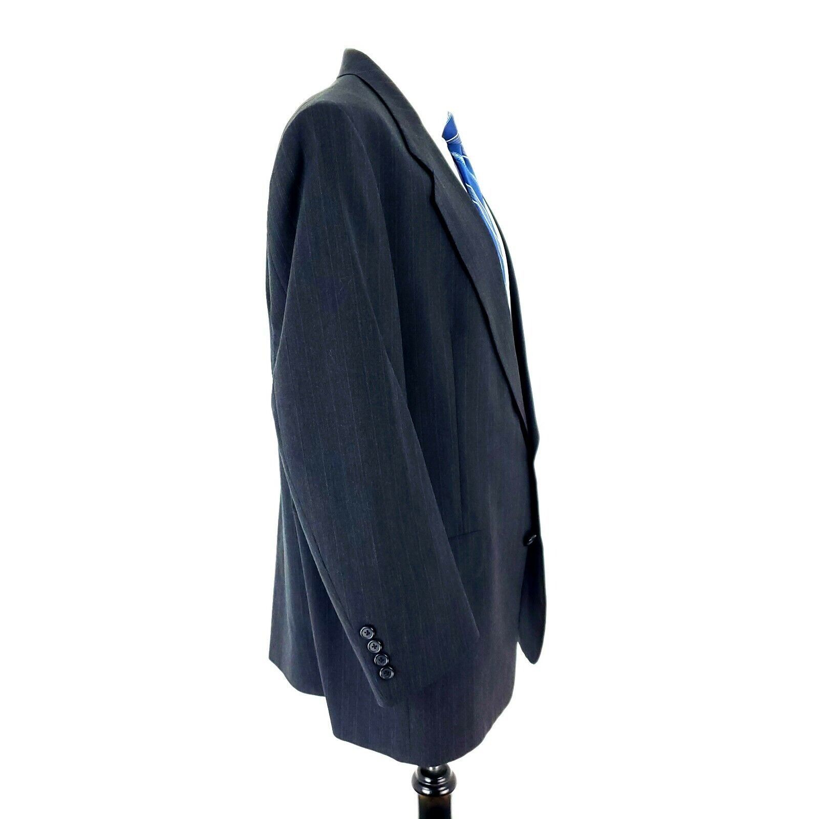 Hart Schaffner Marx Hart Schaffner Marx Wool 2 Button 2 Piece Suit 44R Gray Stri Size 44R - 7 Thumbnail