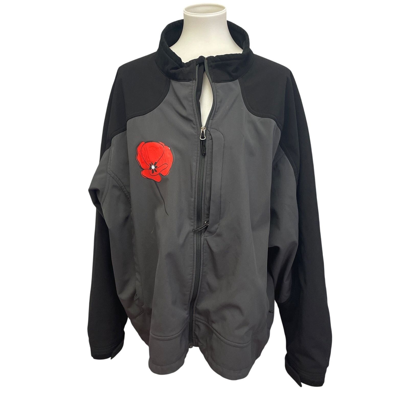 Redhead Hand Printed 3XL Poppy Flower Weatherproof Full Zip Jacket Size 3XL / US 20-22 - 1 Thumbnail