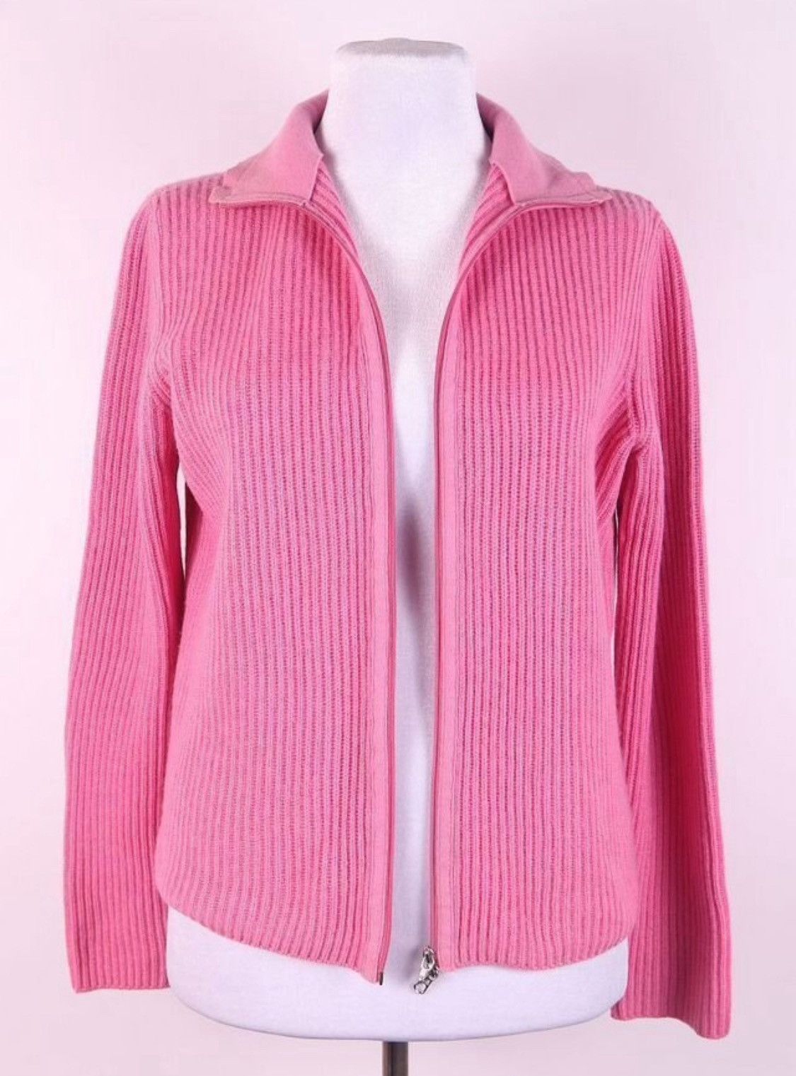 Brunello Cucinelli Brunello Cucinelli Baby Pink Cashmere Zip Up Cardigan Sweat Size M / US 6-8 / IT 42-44 - 2 Thumbnail