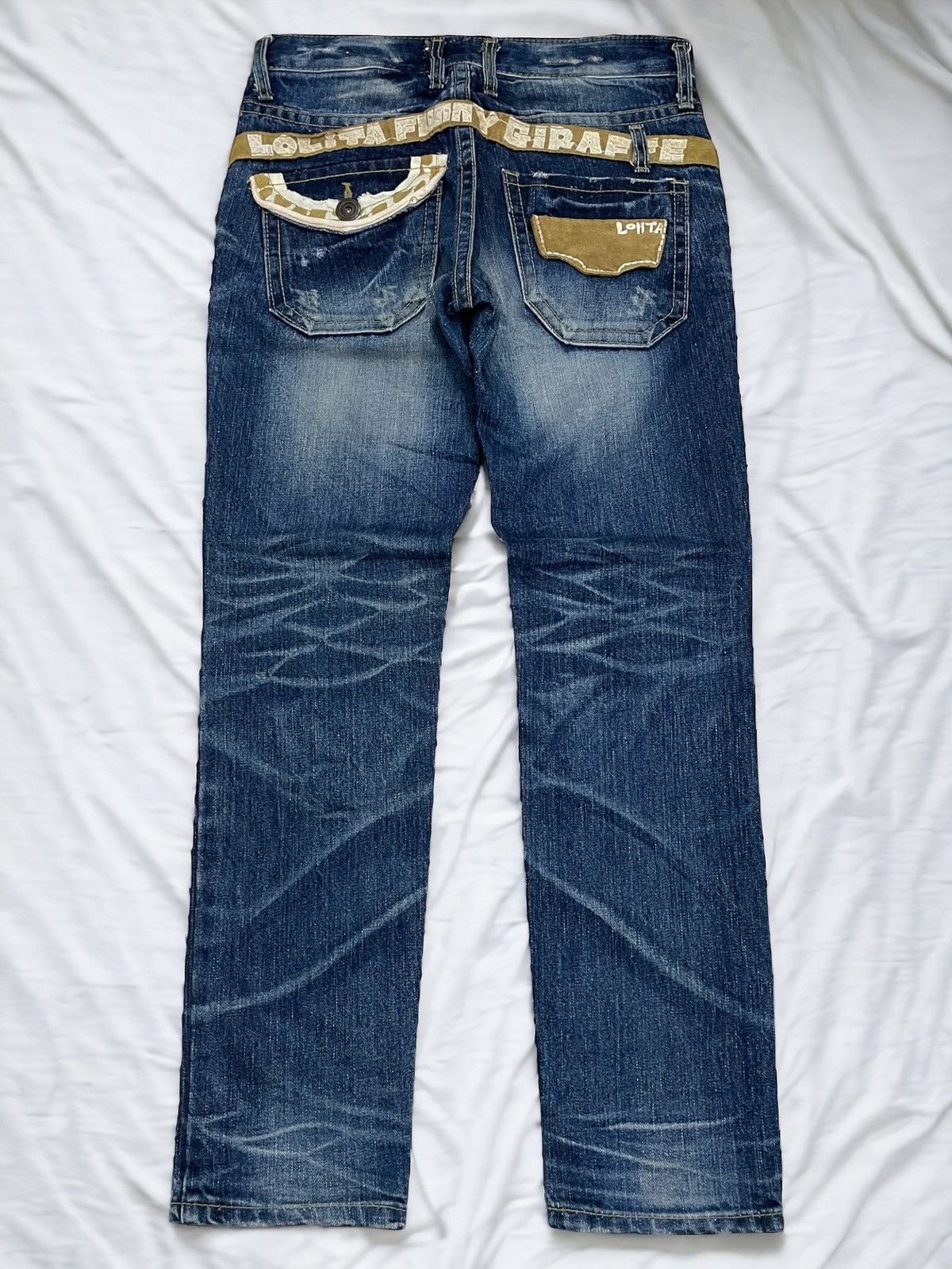 Designer Lolita Club Giraffe Distressed Whisker Style Japanese Denim Size US 29 - 1 Thumbnail