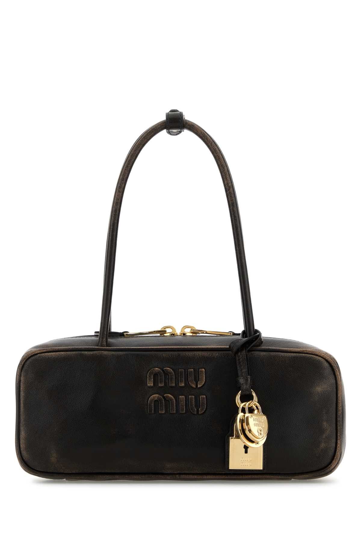 Miu Miu Dark Brown Leather Shoulder Bag Size ONE SIZE - 1 Thumbnail