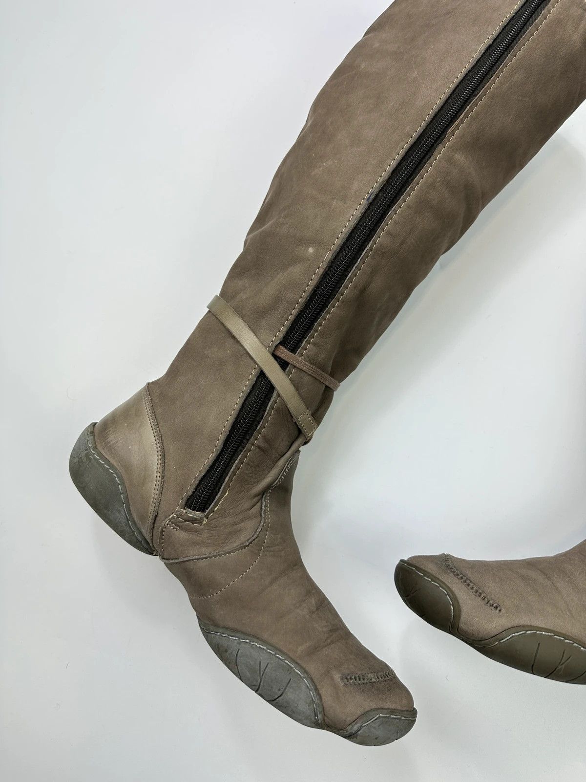 Marithe + Francois Girbaud M+FG Leather Khaki Brown Straps High Boots Size US 7 / IT 37 - 6 Thumbnail
