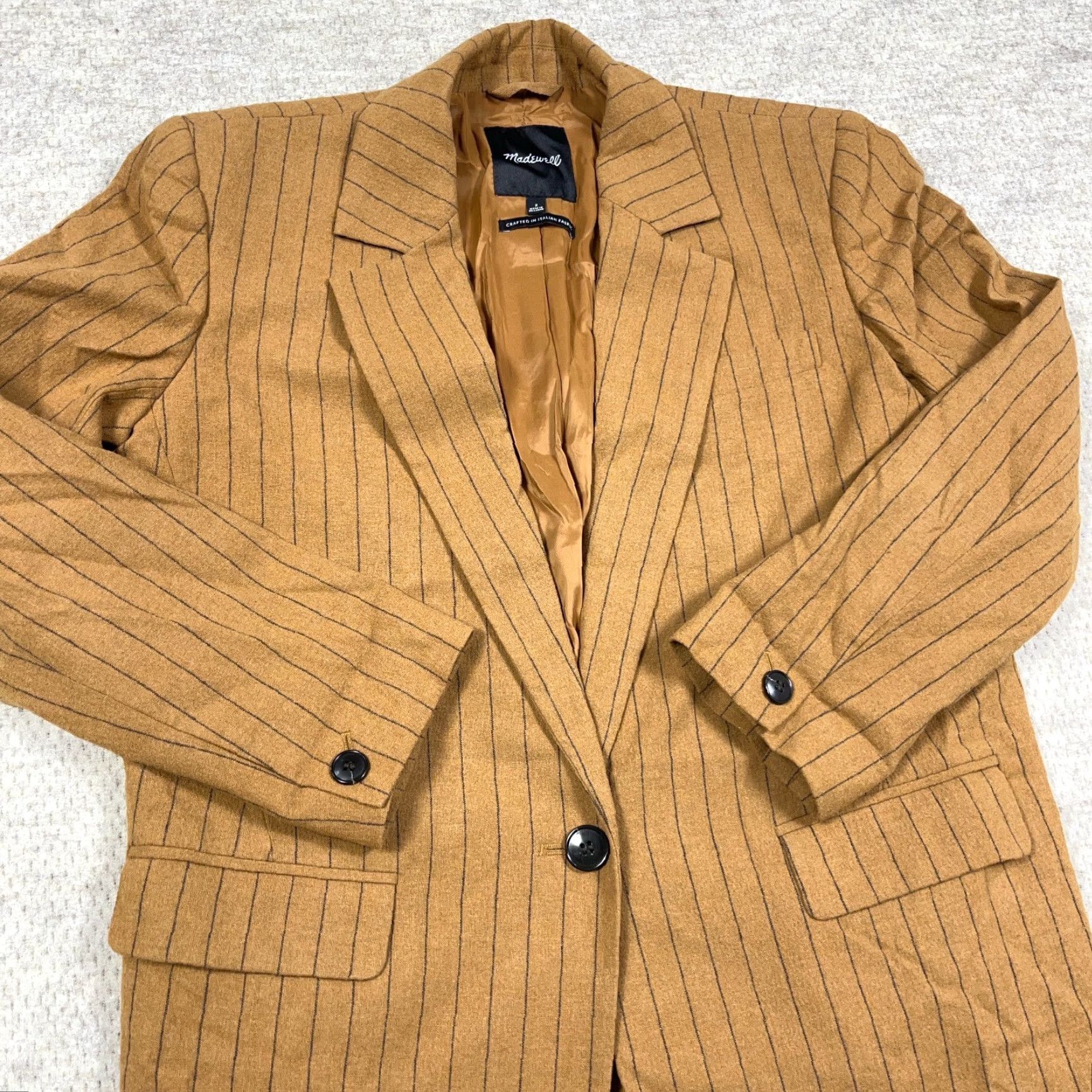 Madewell Madewell Blazer Women Size 2 Wool Brown Plaid Button Front Jacket Coat Unlined Knit Basic 90s Retro Professionals Mens Womens Size XS / US 0-2 / IT 36-38 - 3 Thumbnail