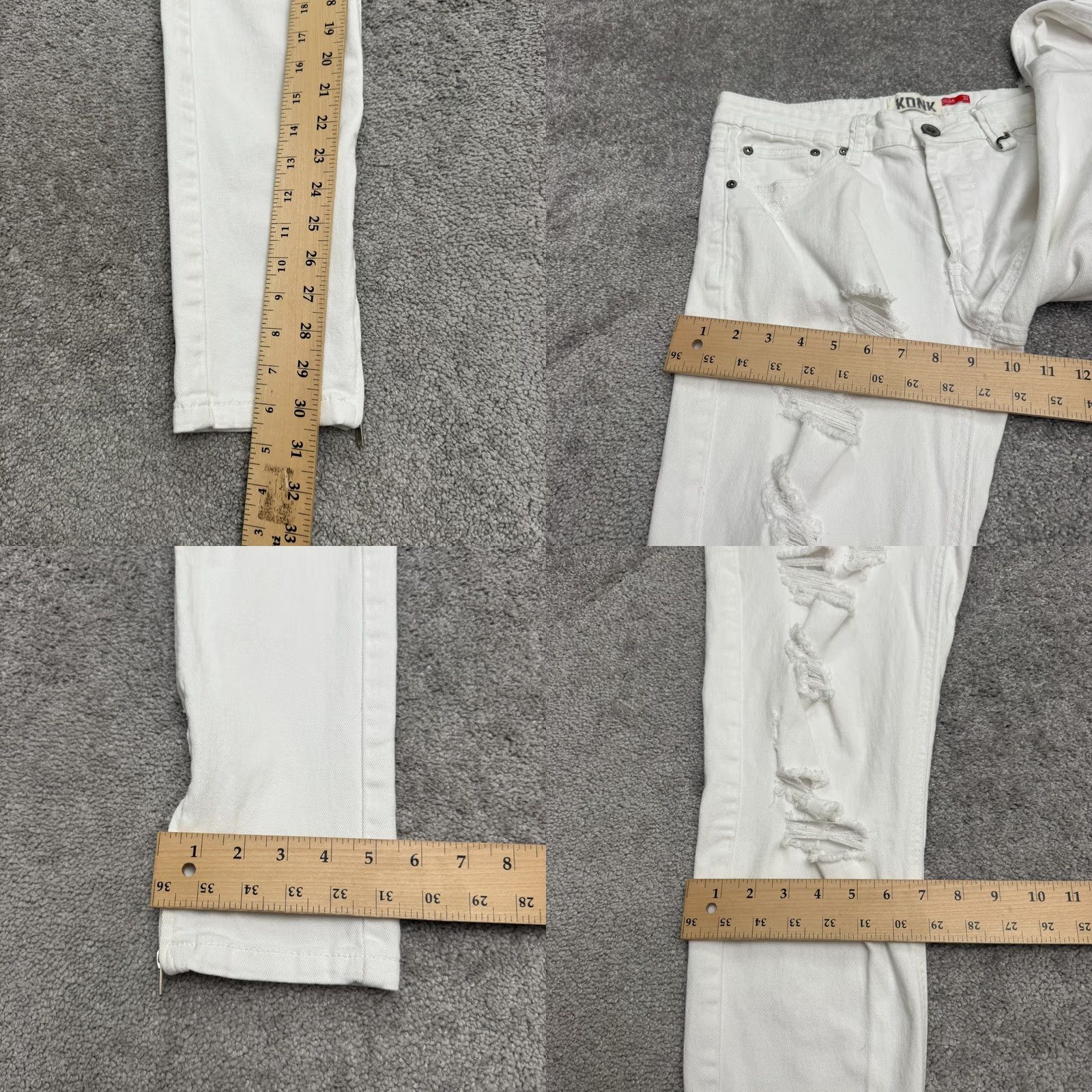 Denime KDNK Jeans Men 32 White Distressed Slim Fit Skinny Denim Cotton Ankle Zip Casual Size US 32 / EU 48 - 10 Thumbnail