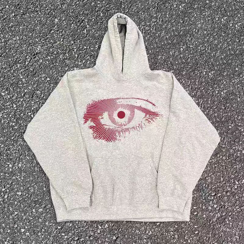 Japanese Brand × Vintage Gray washed vintage troll eye print hoodie y2k Size US M / EU 48-50 / 2 - 1 Thumbnail