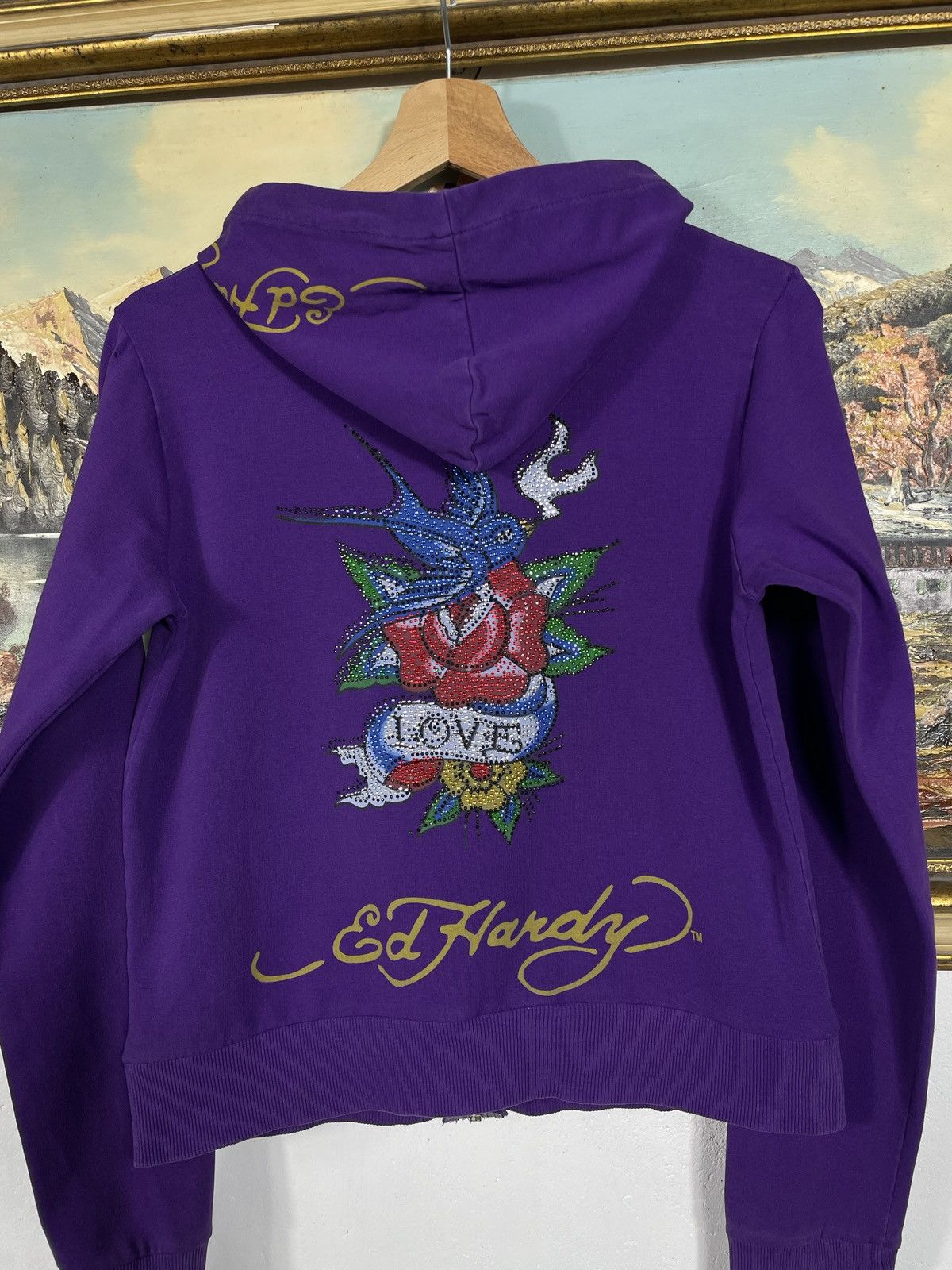Christian Audigier × Ed Hardy × Vintage Ed Hardy Vintage Y2K Zip Hoodie Sweatshirt Avant Garde Cyber Size L / US 10 / IT 46 - 8 Thumbnail