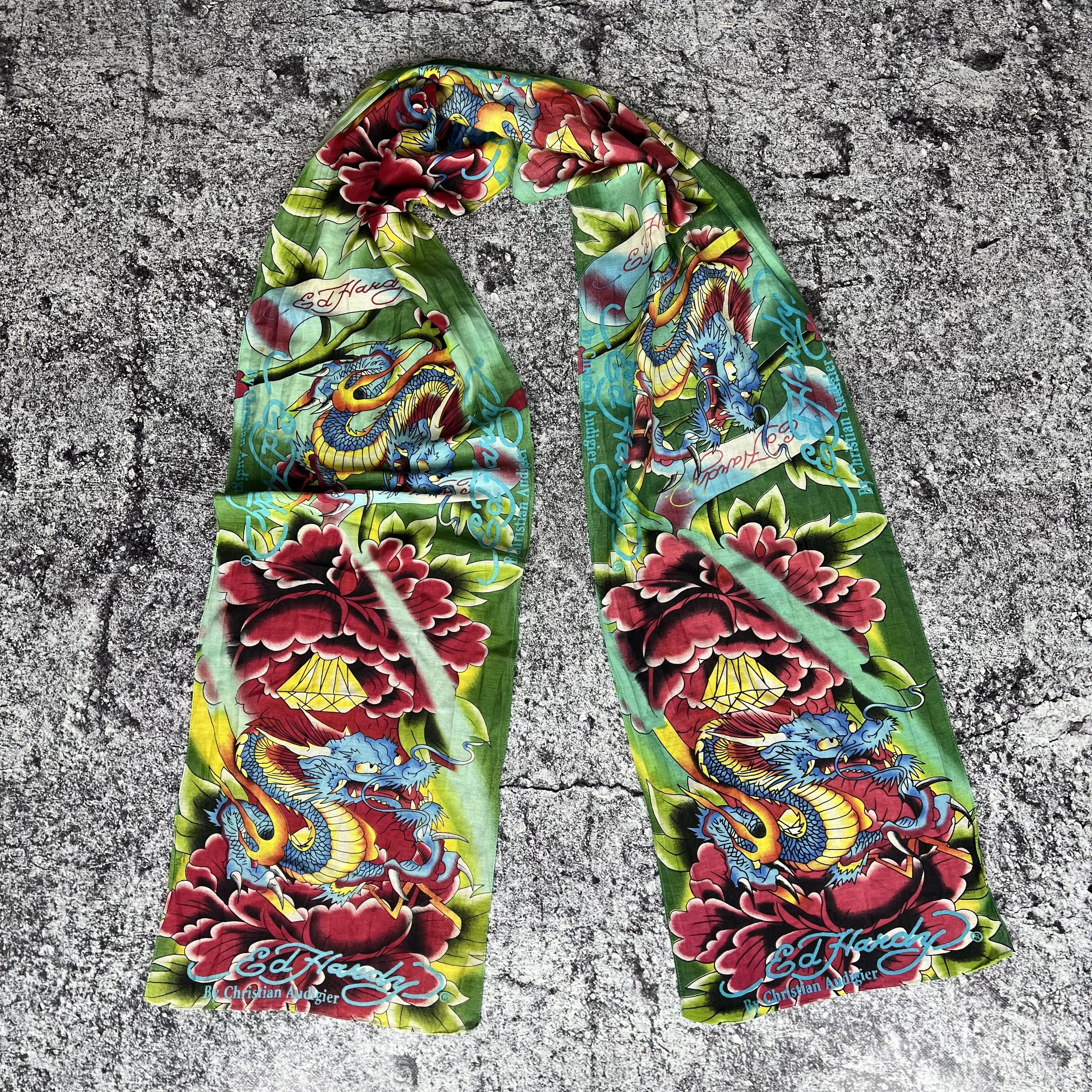 Christian Audigier Ed Hardy by Christian Audigier Skarf Silk Big Logo 210x30 cm Size ONE SIZE - 3 Thumbnail