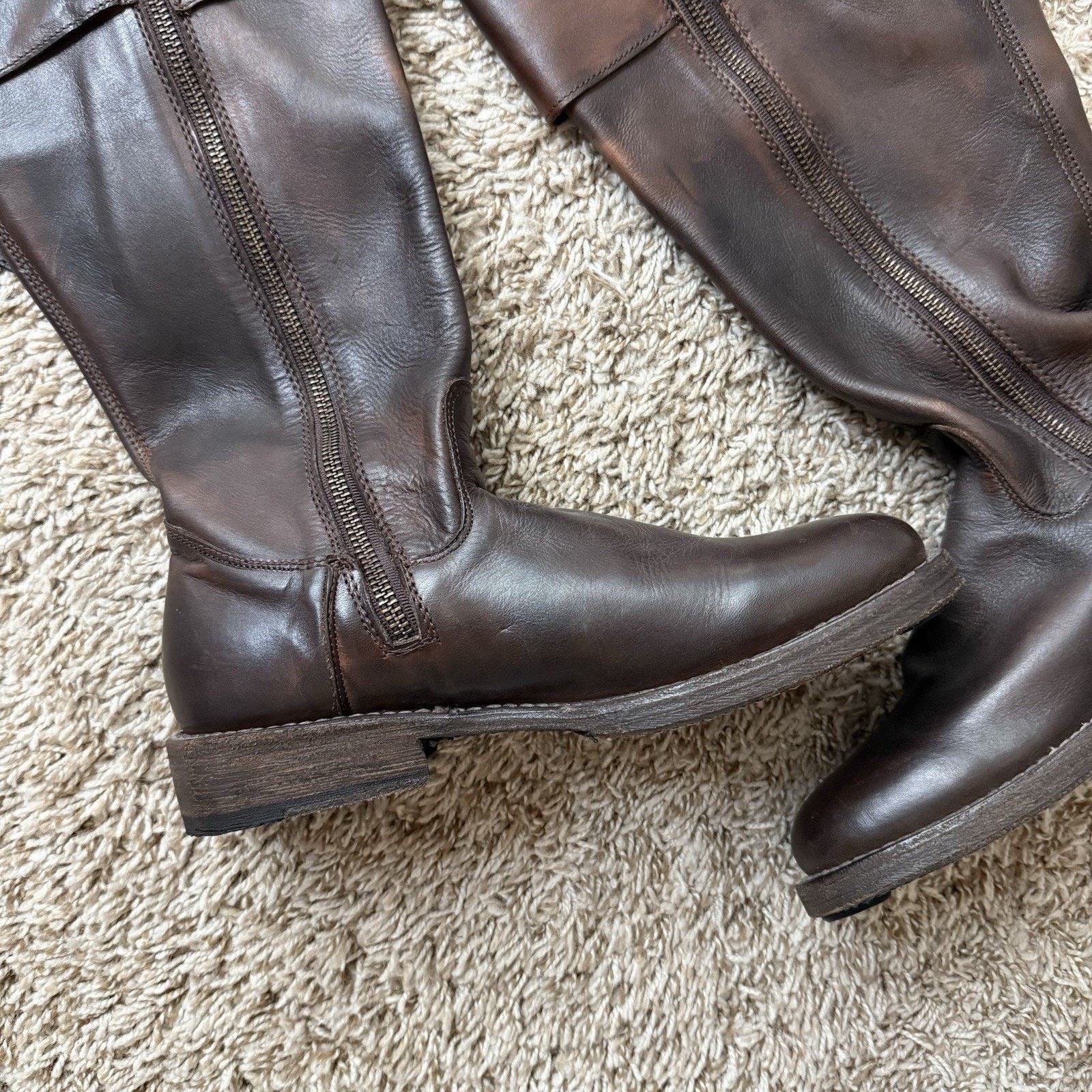 Bed Stu Bed Stu Cobbler Series Riding Boots Brown Leather High Calf Size US 8 / IT 38 - 9 Thumbnail