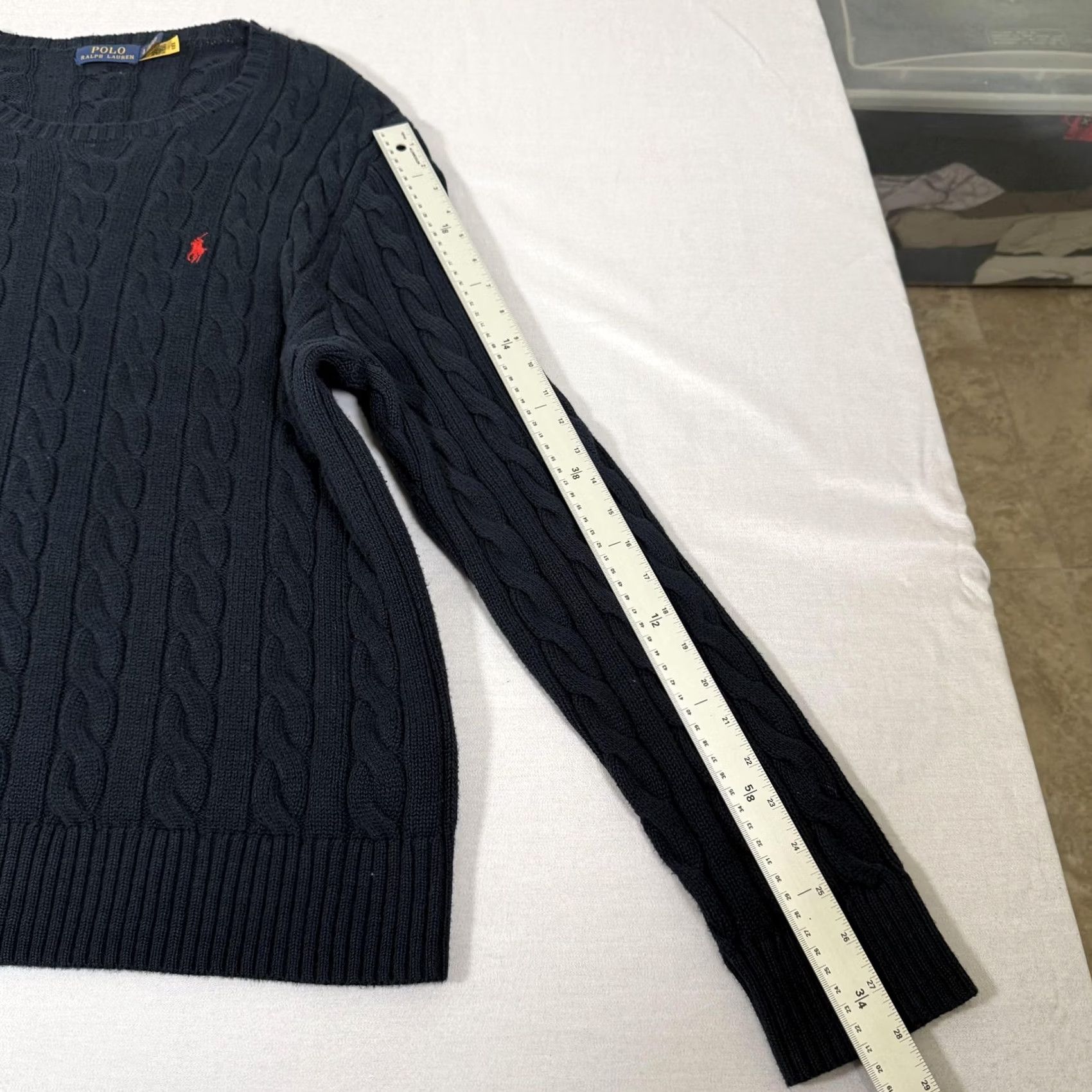 Polo Ralph Lauren Polo Ralph Lauren Sweater Mens L Blue Cable Knit Crew Neck Pullover Cotton Knit Size US L / EU 52-54 / 3 - 6 Thumbnail