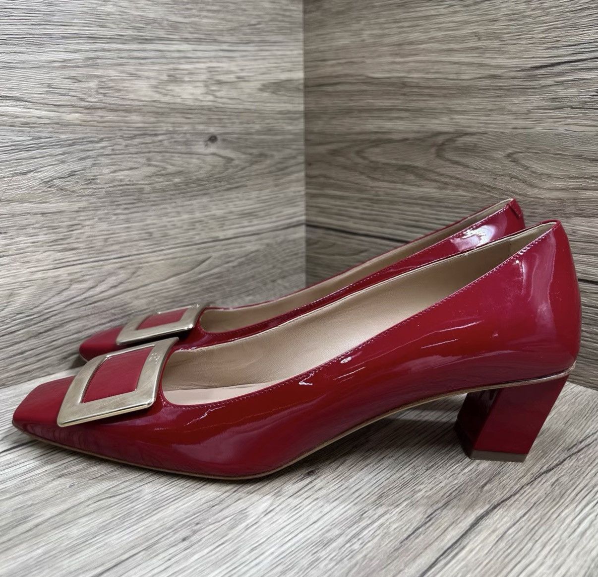 Roger Vivier Roger Vivier Red Square Buckle Mid-Heel Shoes J41 Size US 9 / IT 39 - 1 Thumbnail