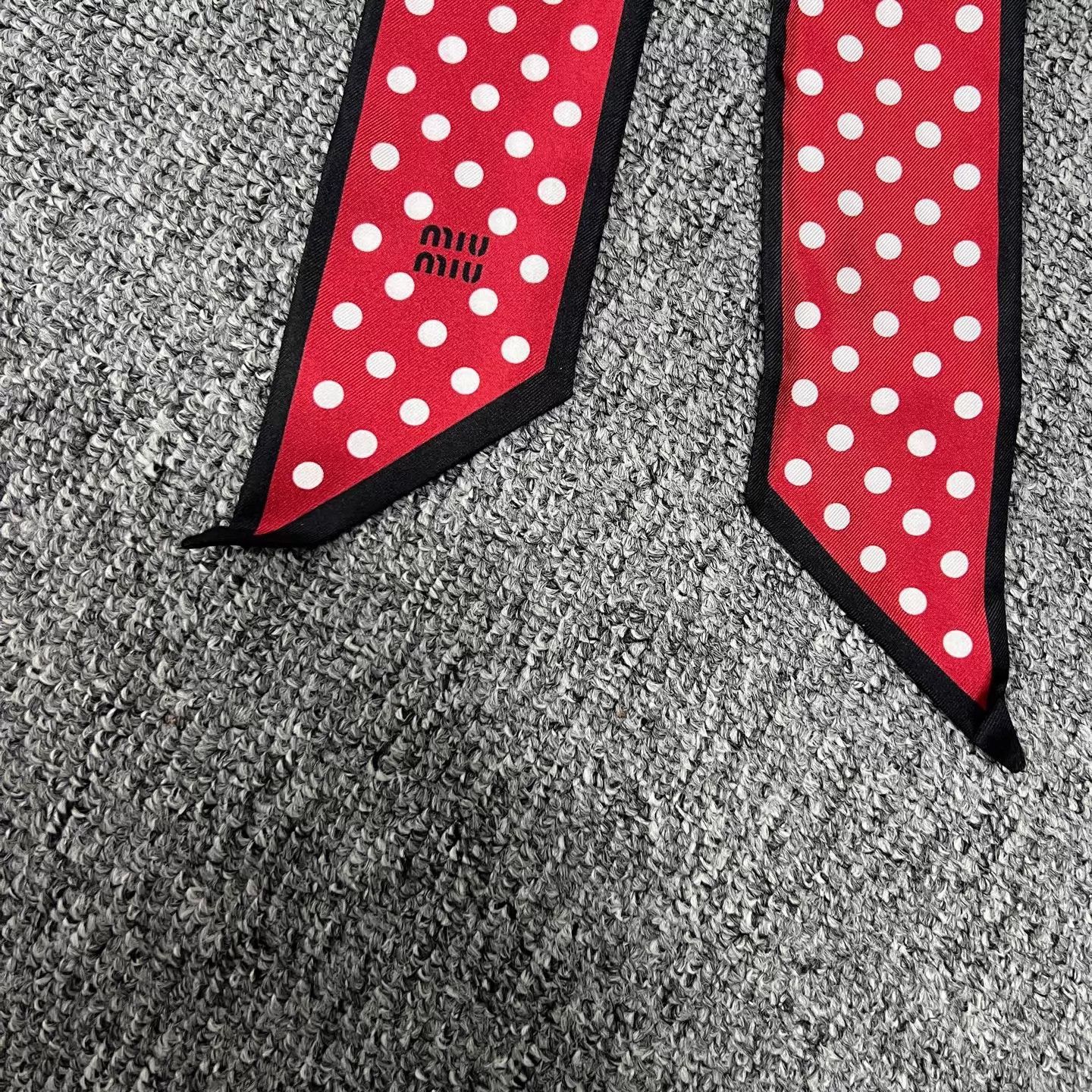Miu Miu MIU MIU Polka Dot Logo Twilly Scarf New w/Tags Size ONE SIZE - 3 Thumbnail