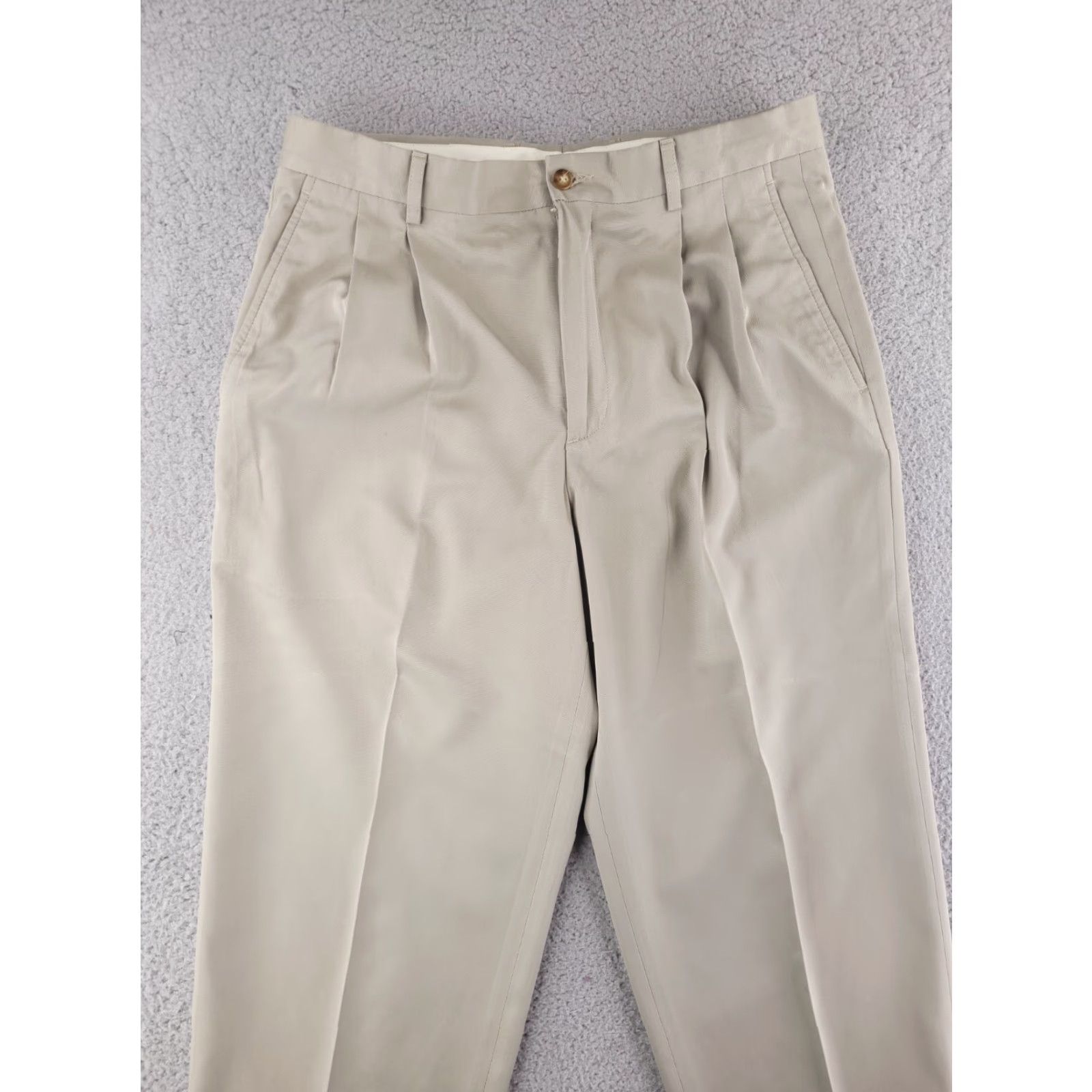 Liz Claiborne Claiborne Pants Mens 34x27 Dress Khaki Beige Pleated Straight Regular Size US 34 / EU 50 - 2 Thumbnail