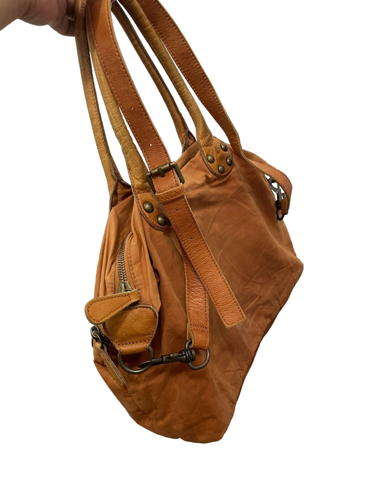 Genuine Leather Leather Cotton Patina Vtg Liebeskind Berlin Tote Bag 3🟩 Size ONE SIZE - 4 Thumbnail