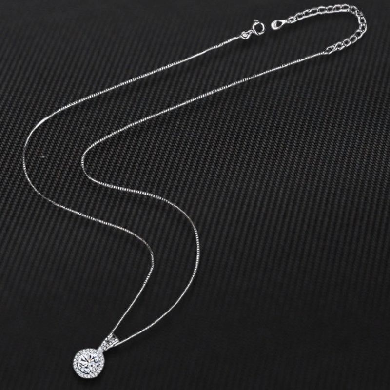 Other 1 Ct Moissanite Halo Pendant Necklace Plated 925 Silver Size ONE SIZE - 2 Thumbnail