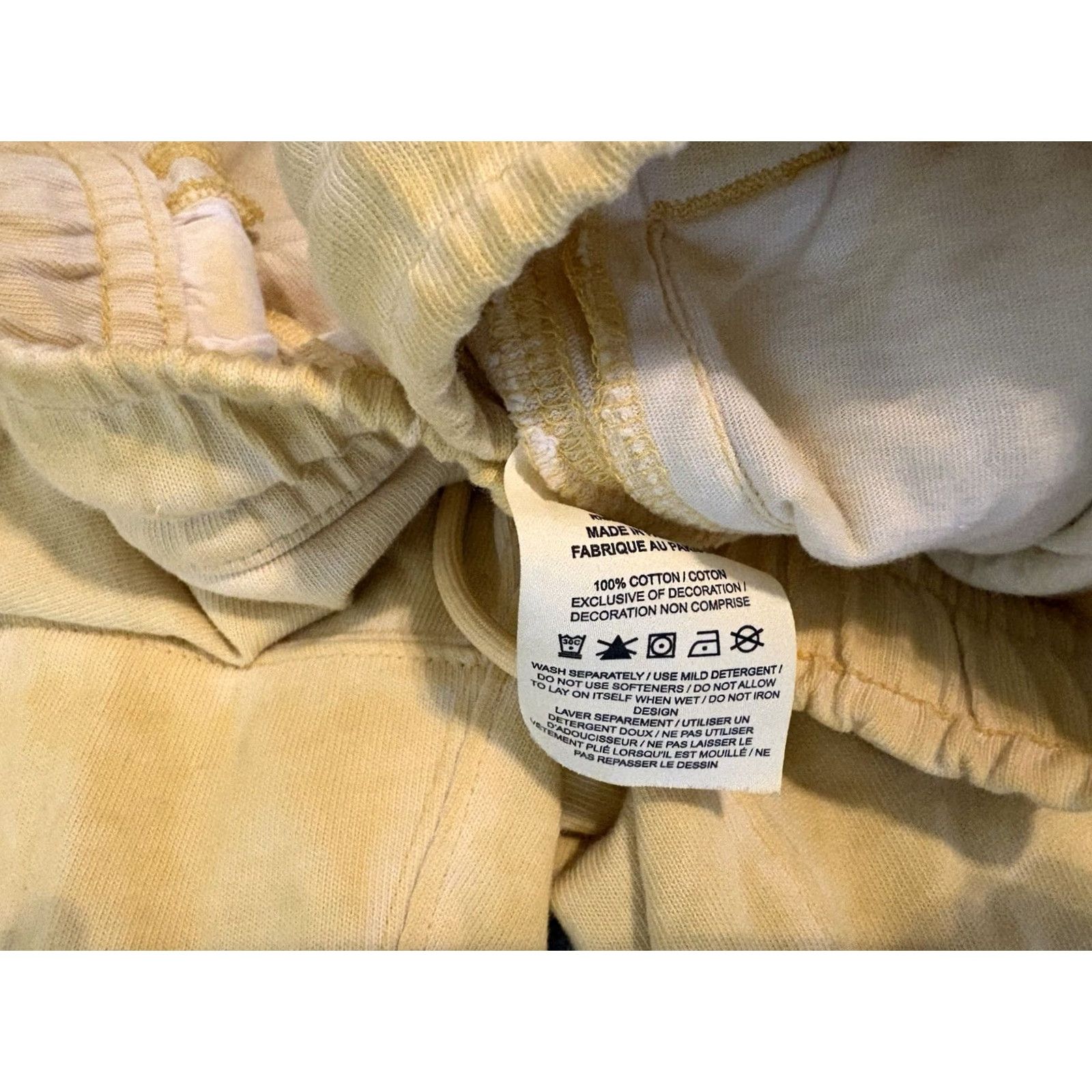 Nike Nike Sweat Shorts Mens L Yellow Casual Activewear Drawstring Cotton Solid Weekend Size US 33 - 4 Thumbnail