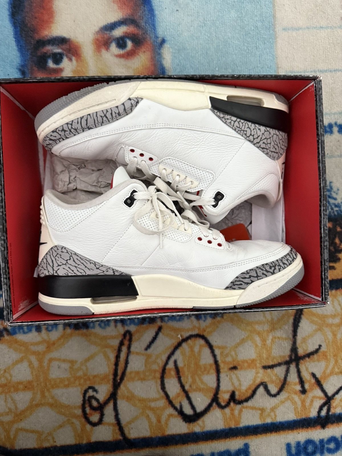 Nike Nike Air Jordan 3 White Cement Size US 12 / EU 45 - 2 Thumbnail