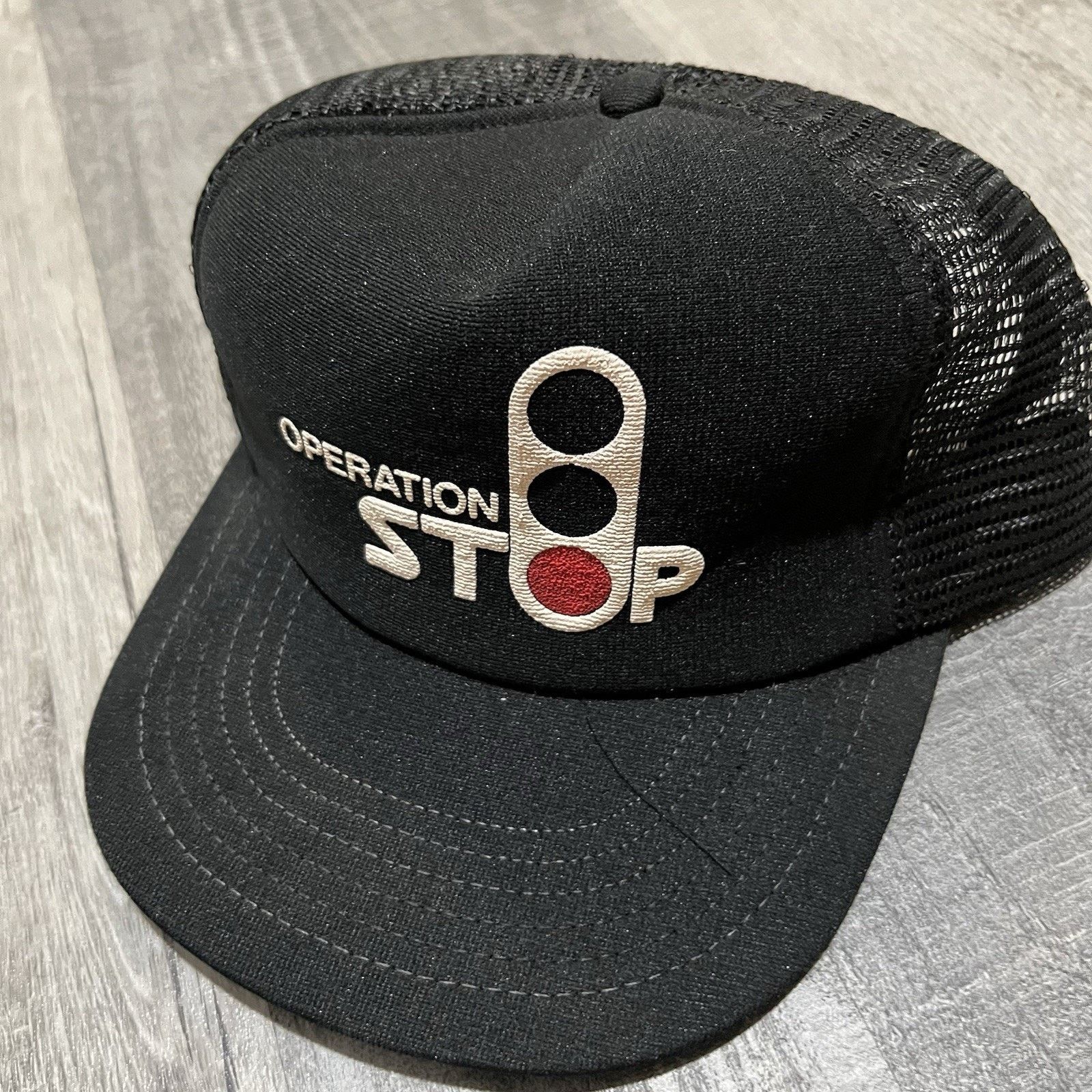 Vintage VTG 1980s Operation Stop! Black Mesh Foam Trucker Hat Cap Size ONE SIZE - 3 Thumbnail
