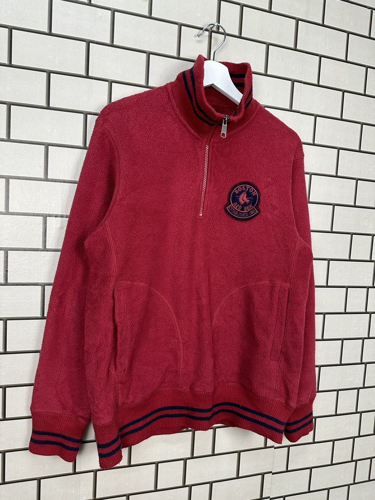 MLB × Vintage Boston RedSox Major League Baseball Half Zipper Jacket Size US L / EU 52-54 / 3 - 2 Thumbnail
