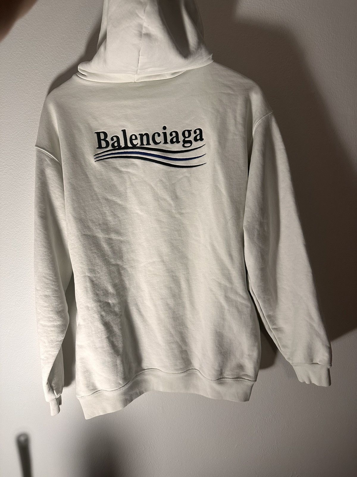 Image of Balenciaga Political Campaign Hoodie Medium Fit in Cream, Men's (Size XS)